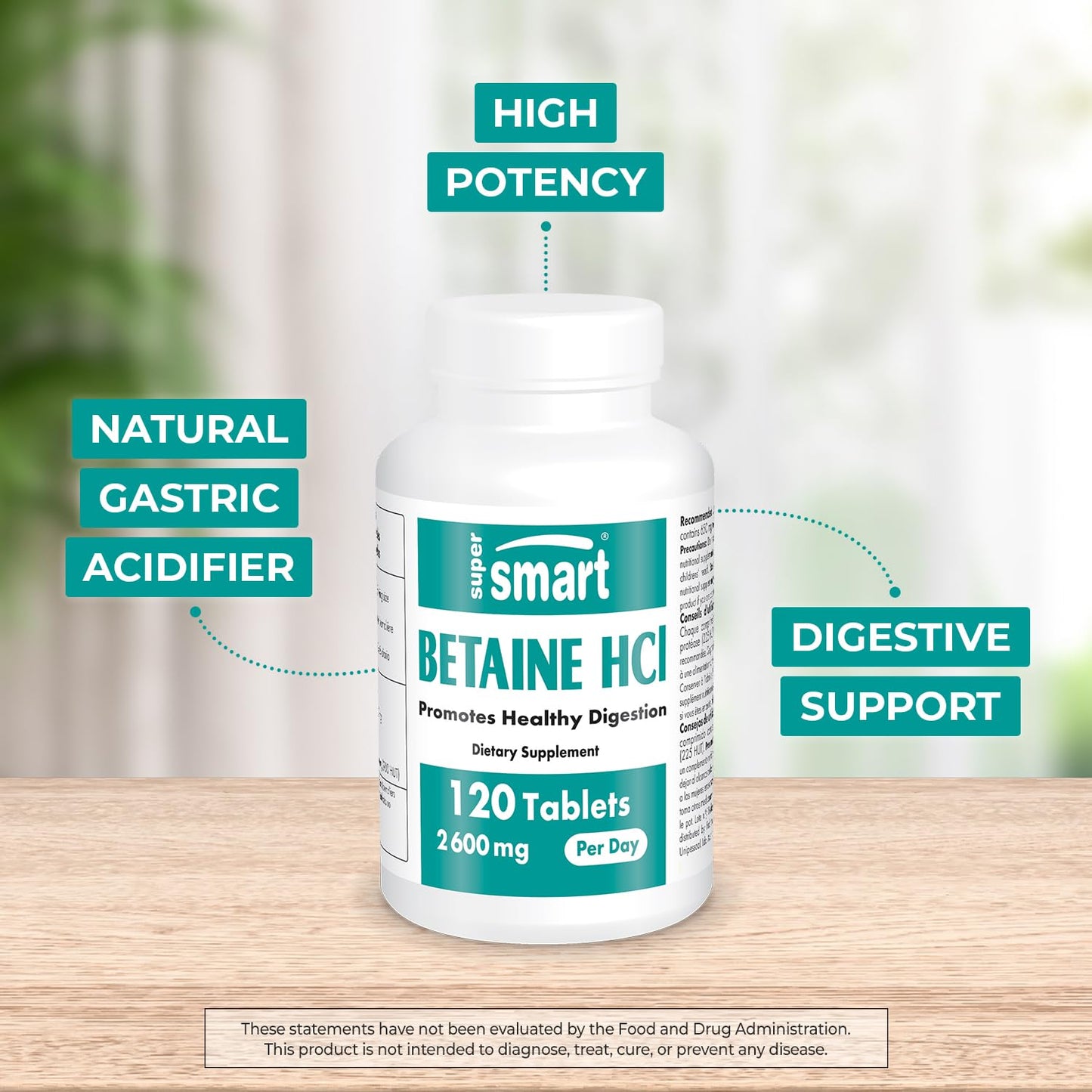Supersmart Betaine HCl 2600 mg Tablet, 120 Tablets