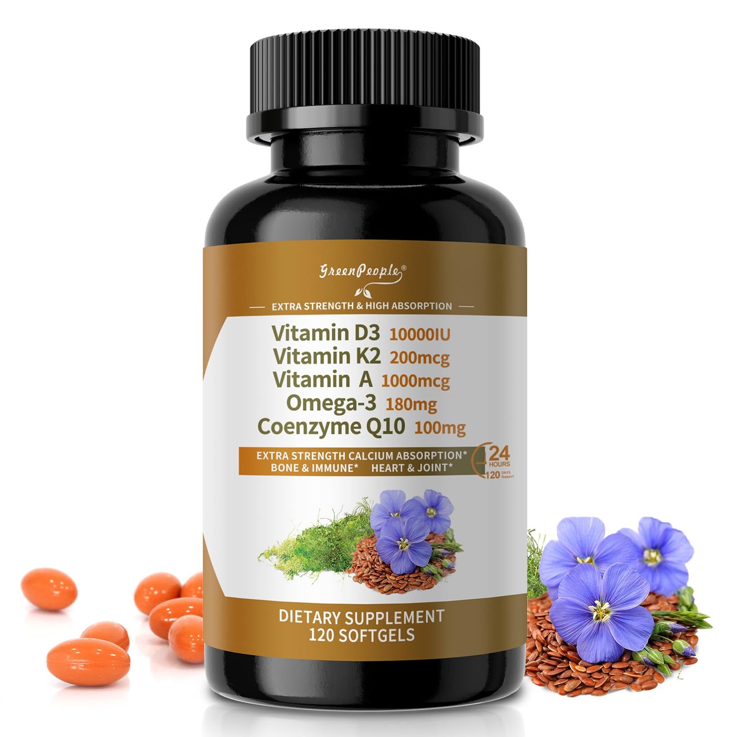 GREENPEOPLE Vitamin D3 K2 Softgels 120 Count