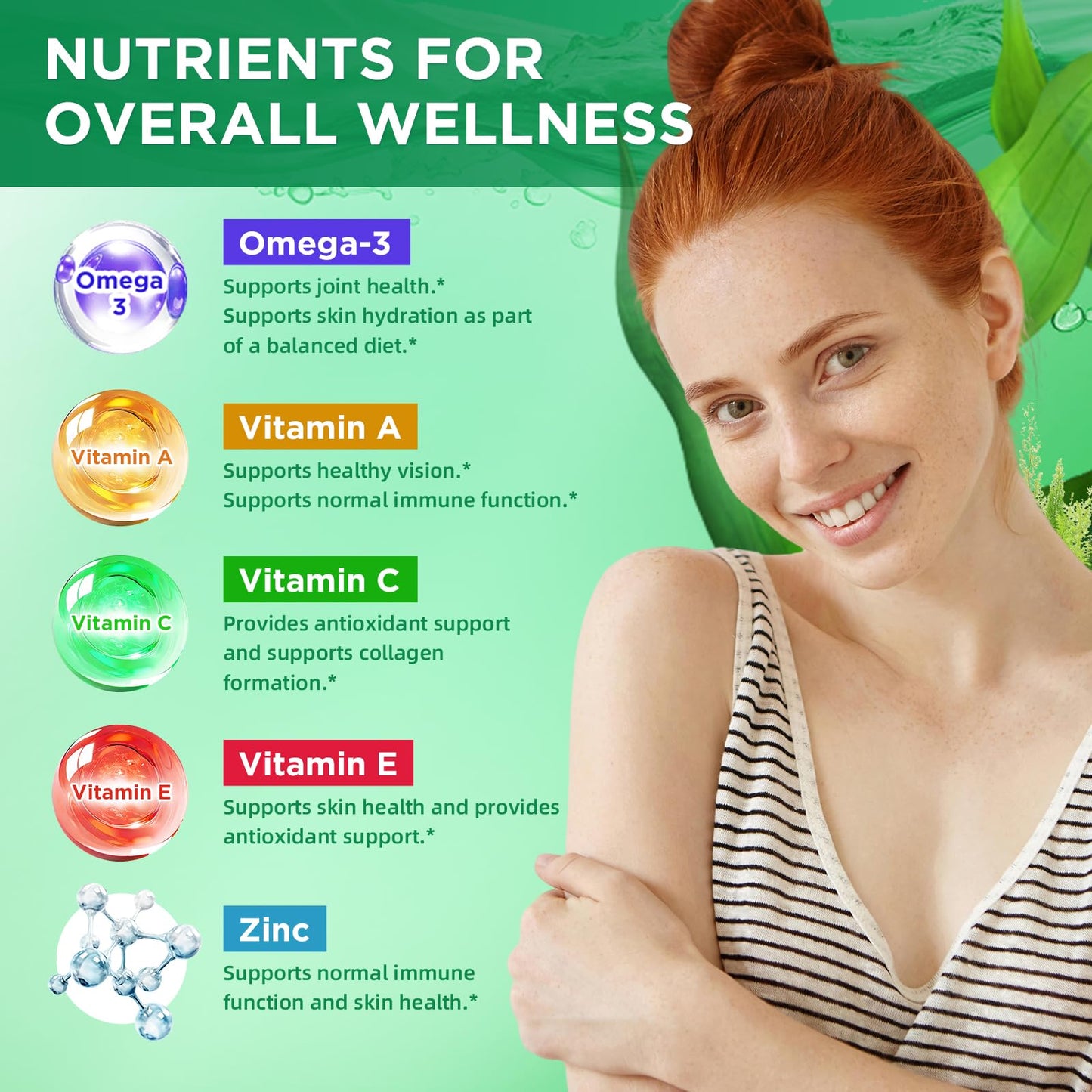 MEENCCD Vegan Omega-3 Gummies 1000mg, Algae-Based DHA 600mg & EPA 300mg, No Fish Taste, 60 Gummies