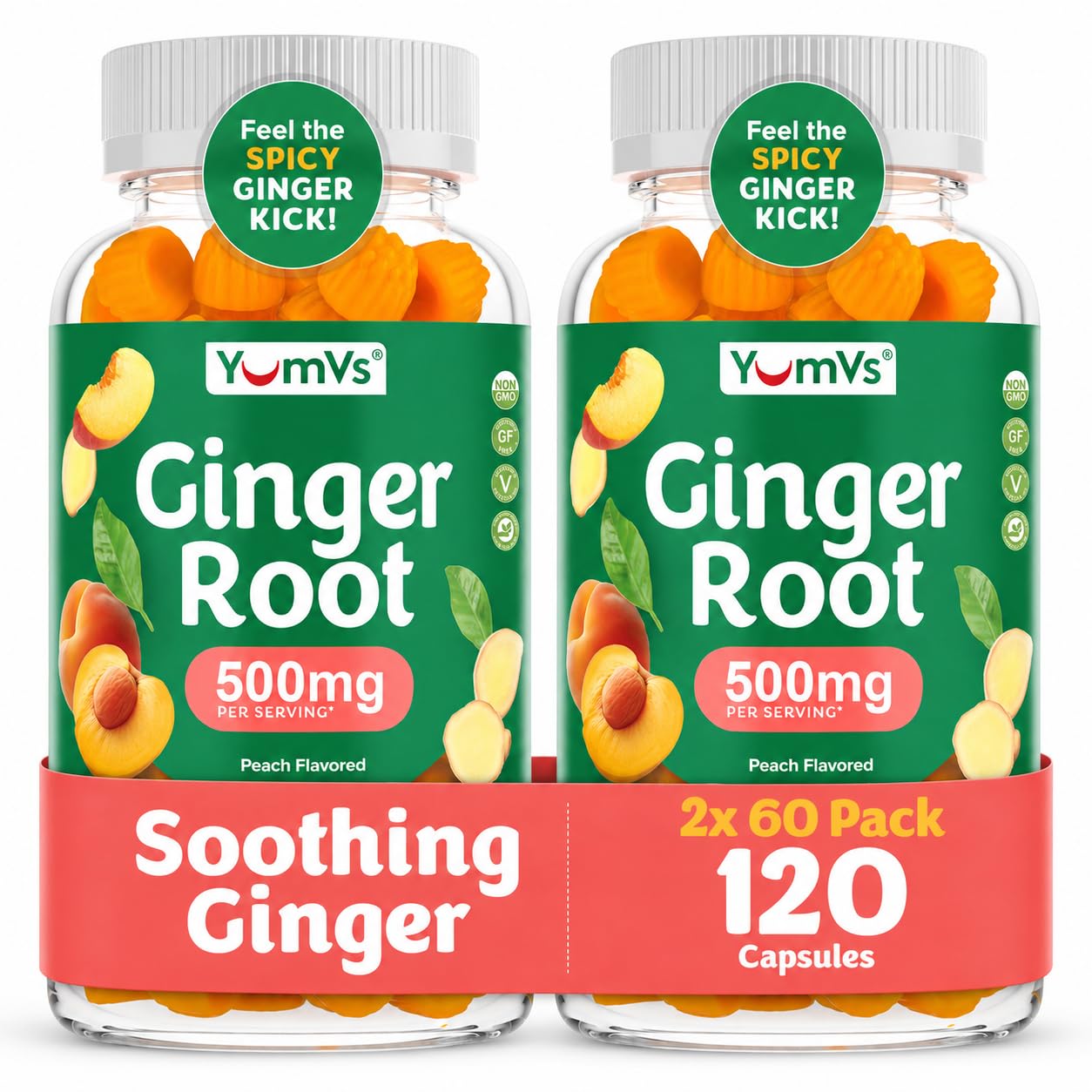 YUM-V'S Ginger Gummies Gummy, 120 Count