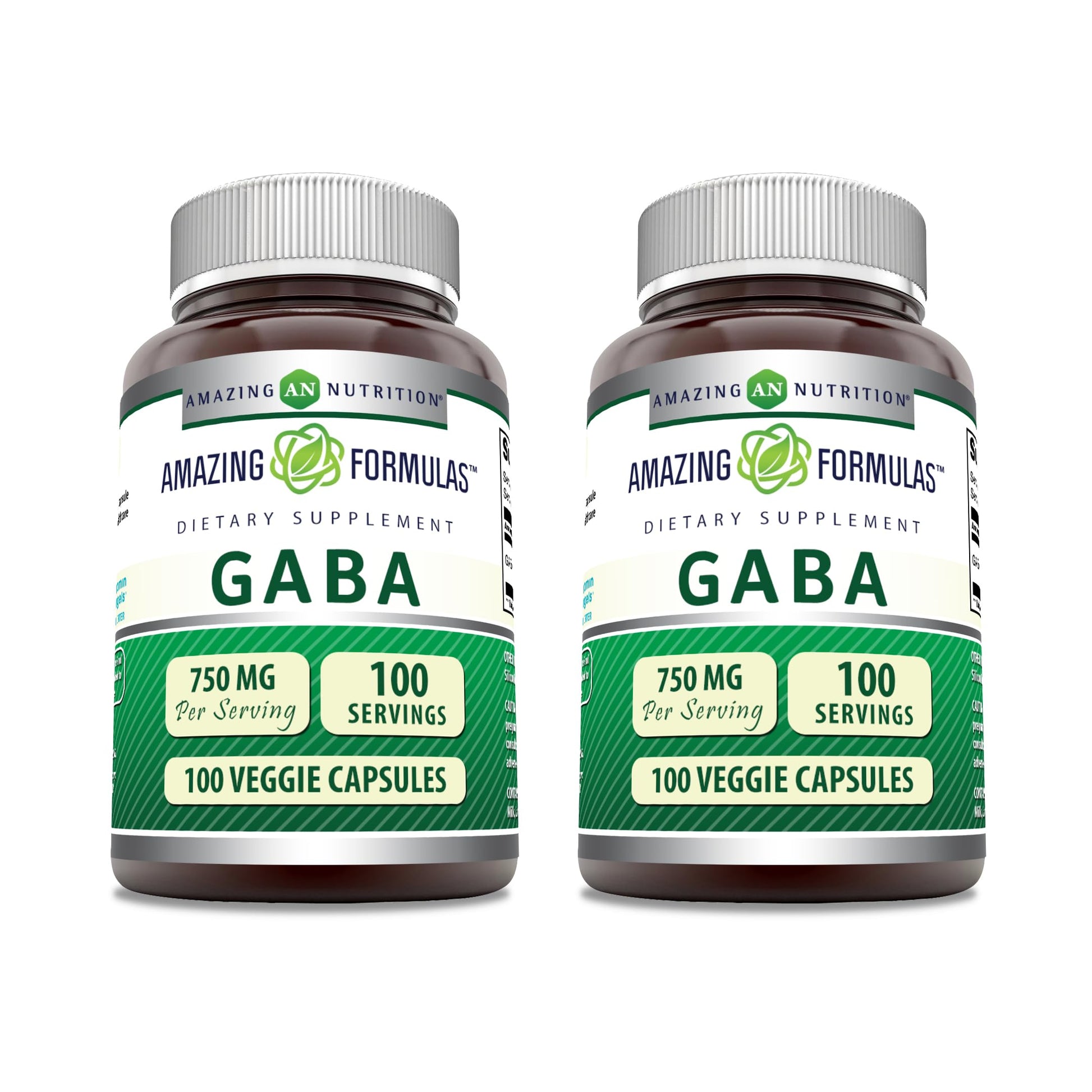 Amazing Nutrition GABA 750mg Per Serving Veggie Capsules Supplement 200 Capsules