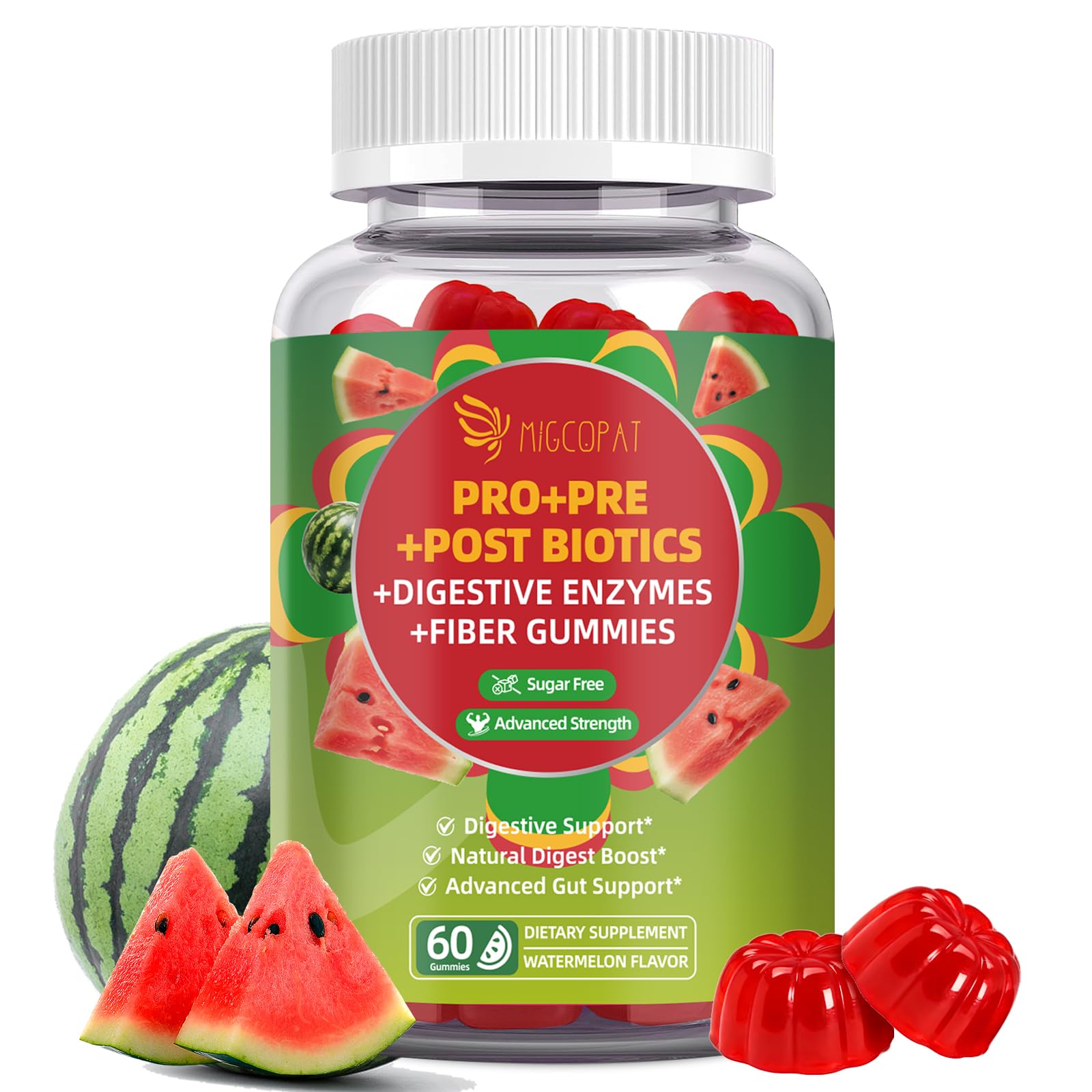 Migcopat Pre Post Probiotics Gummies, 60 Gummies