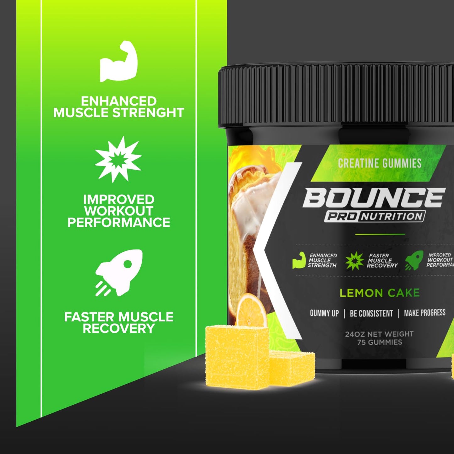 Bounce Pro Creatine Monohydrate Gummies 75 Count