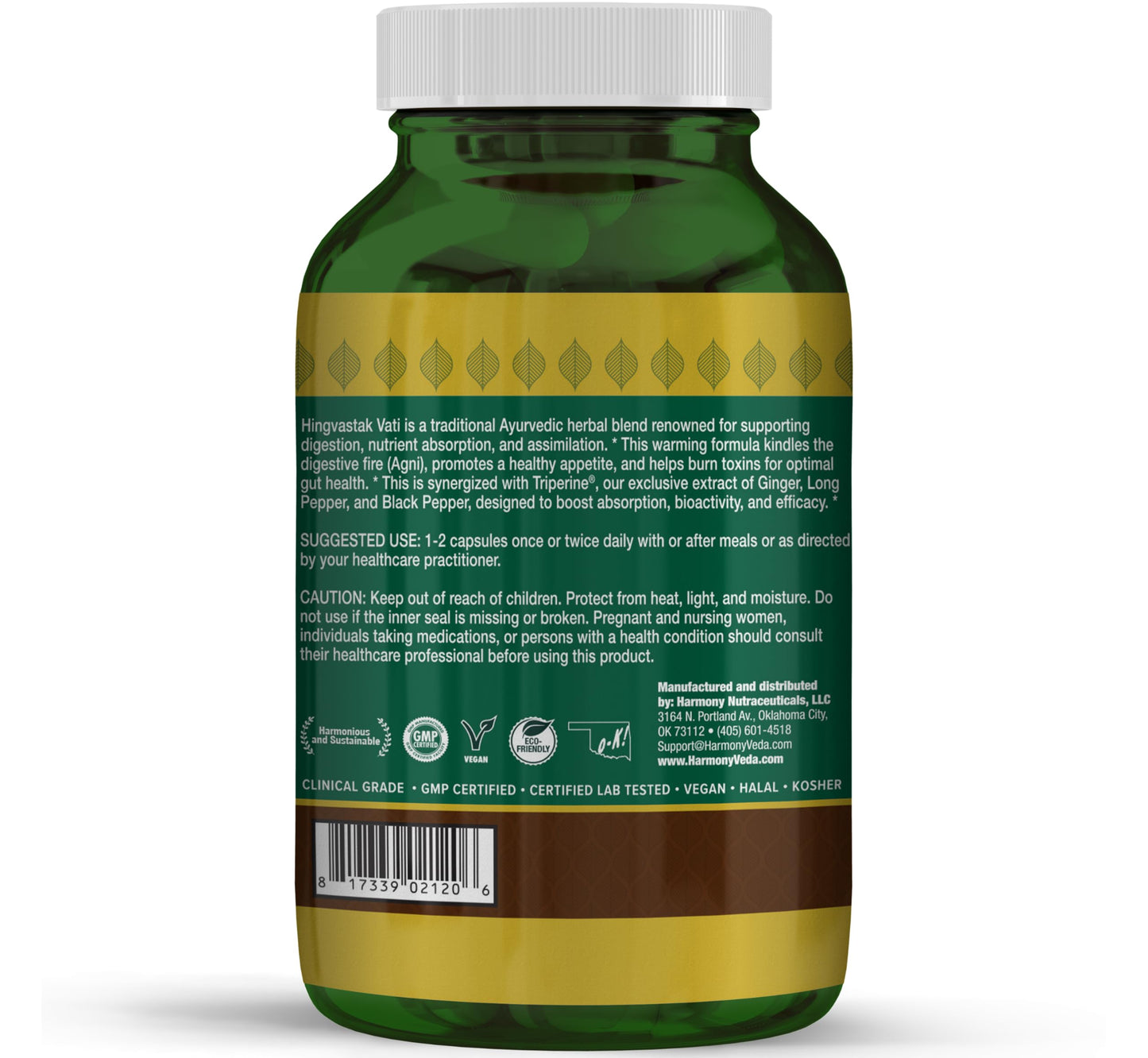 Harmony Nutraceuticals Hingvastak Supreme Ayurvedic Digestive Balance & Gut Harmony Blend with Triperine 120 Capsules