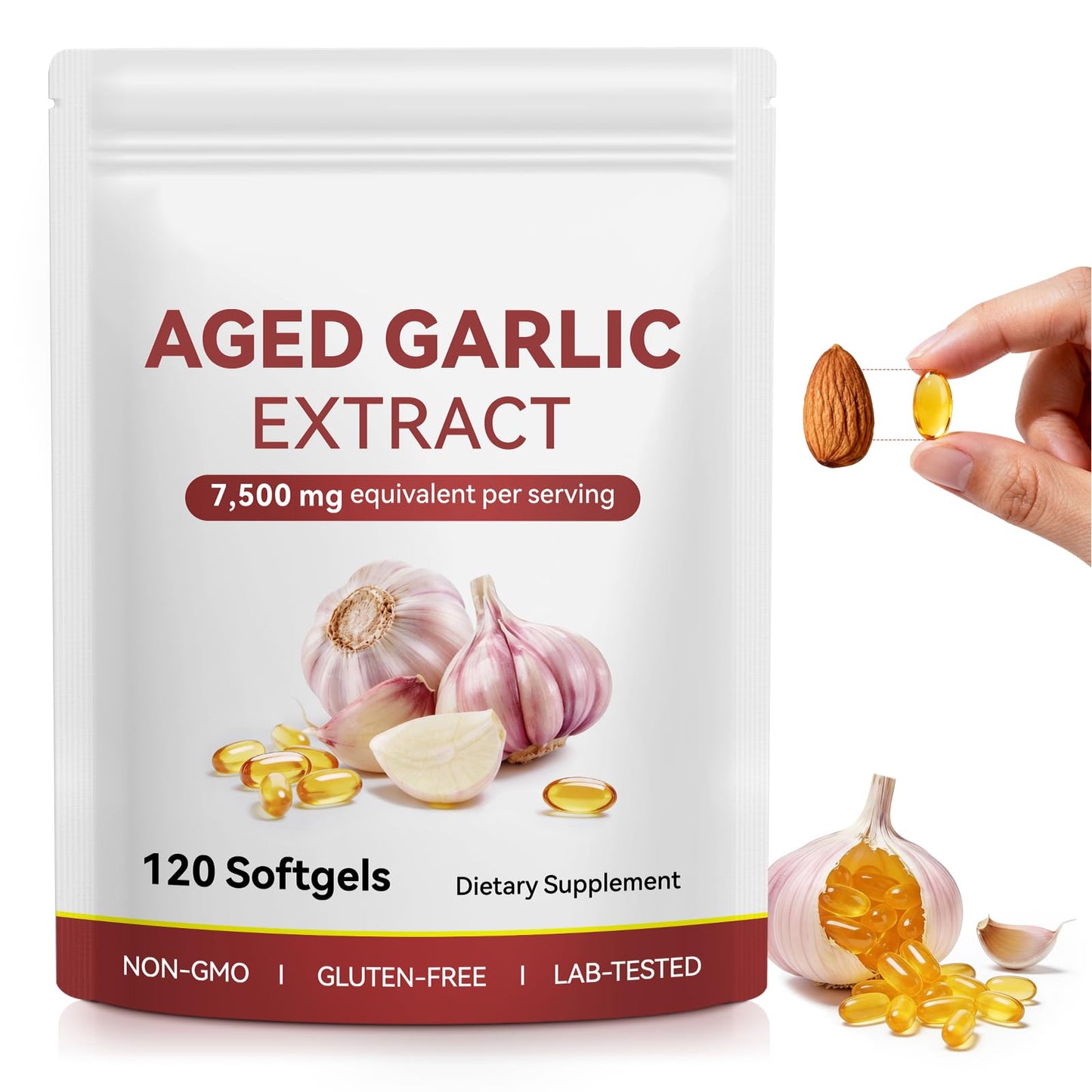 USBSREGARDS Aged Garlic Extract Capsules with Magnesium, Vitamin B1 & B9, 120 Capsules