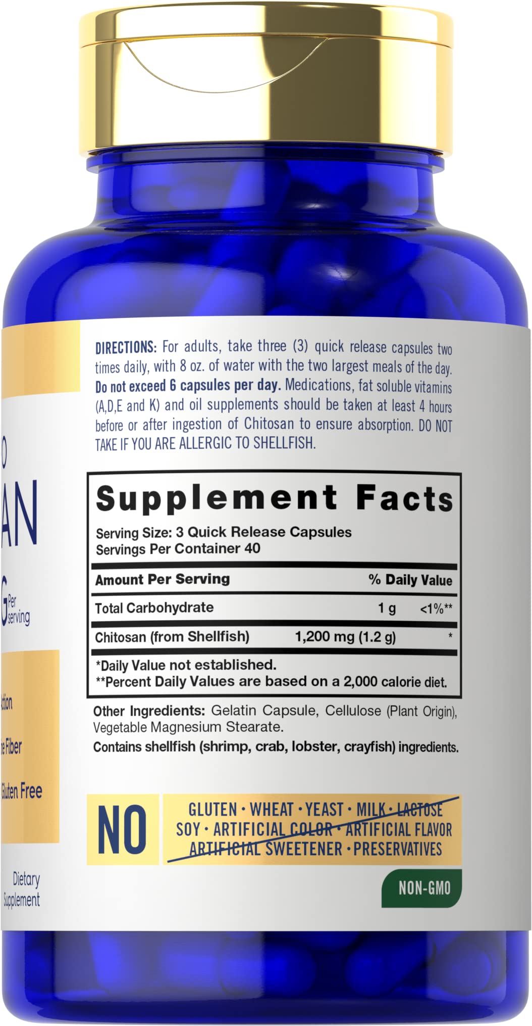 Carlyle Chitosan Supplement 1200mg Capsules 120 Count