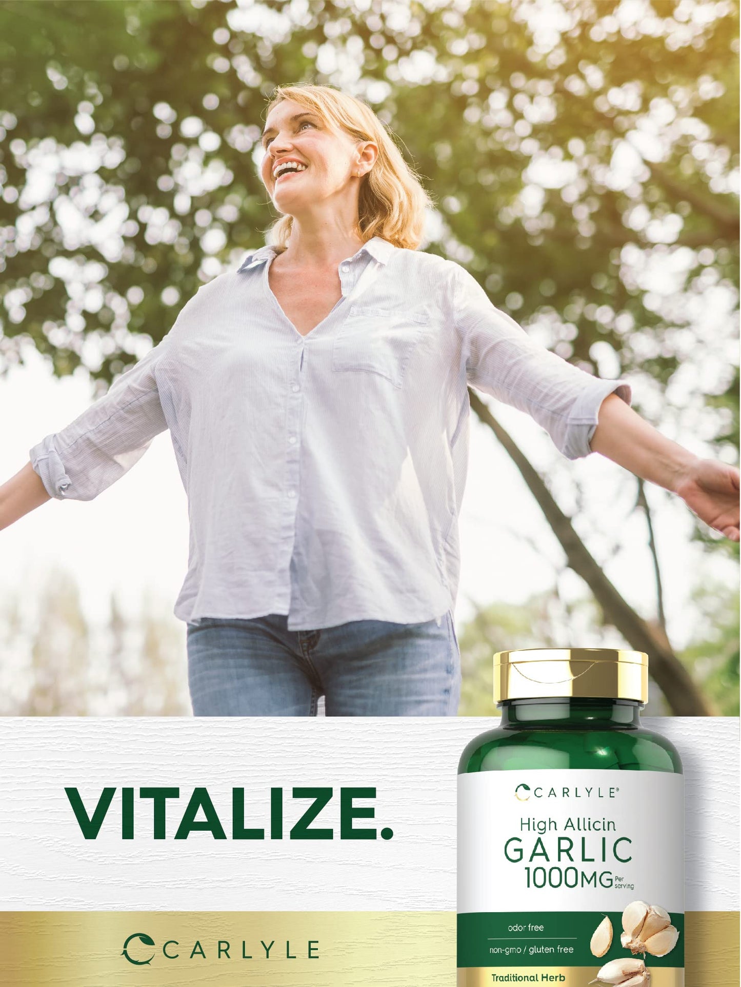 Carlyle Garlic Supplement 1000mg Caplets, 180 Count