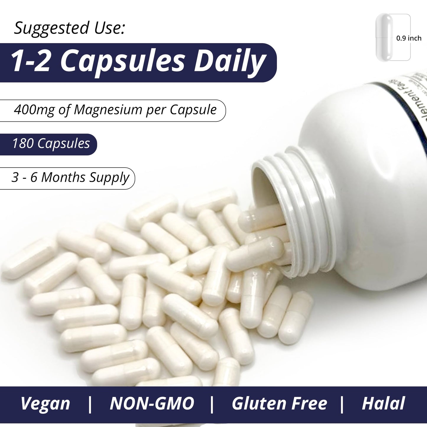 WOW Supplements Magnesium 400 mg Complex Capsule, 180 Capsules