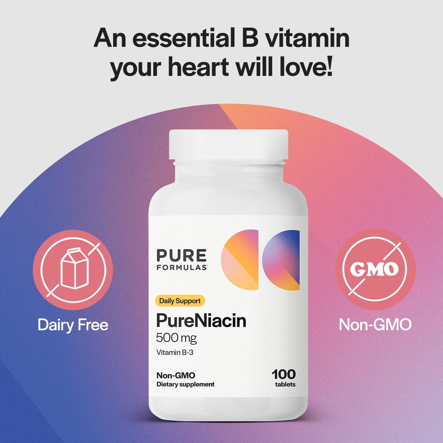 PureFormulas Pure Niacin Vitamin B3 500 mg Immediate Release Tablet - 100 Tablets