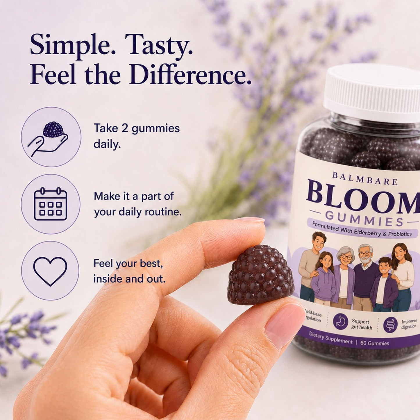 Boaccy Balmbare Bloom Gummies 60 Count
