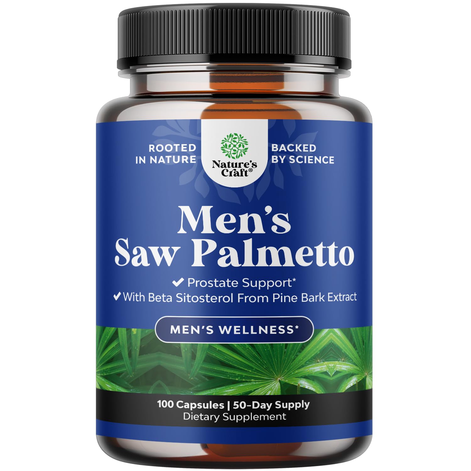 Natures Craft Saw Palmetto for Men with Beta Sitosterol Capsule 100 Count