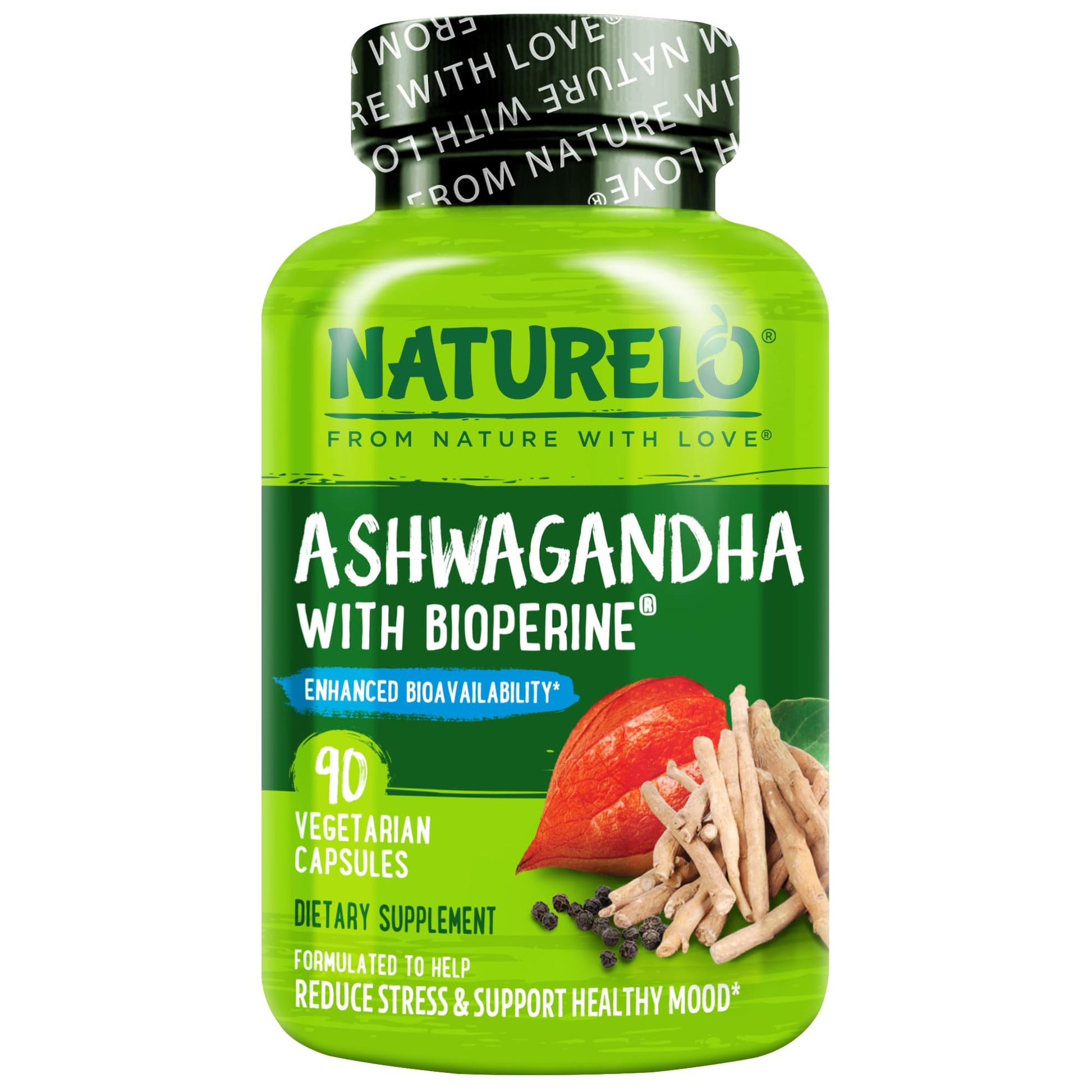 NATURELO Ashwagandha Organic Root Powder 90 Capsules