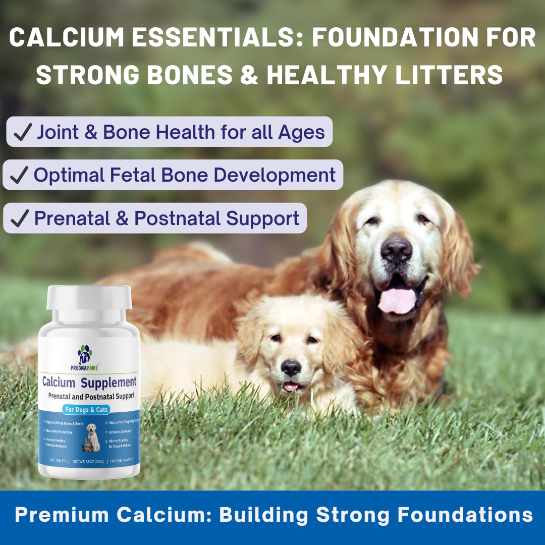 PREGNAPAWS Calcium for Dogs & Cats Prenatal & Postnatal Support, 200 Tablets