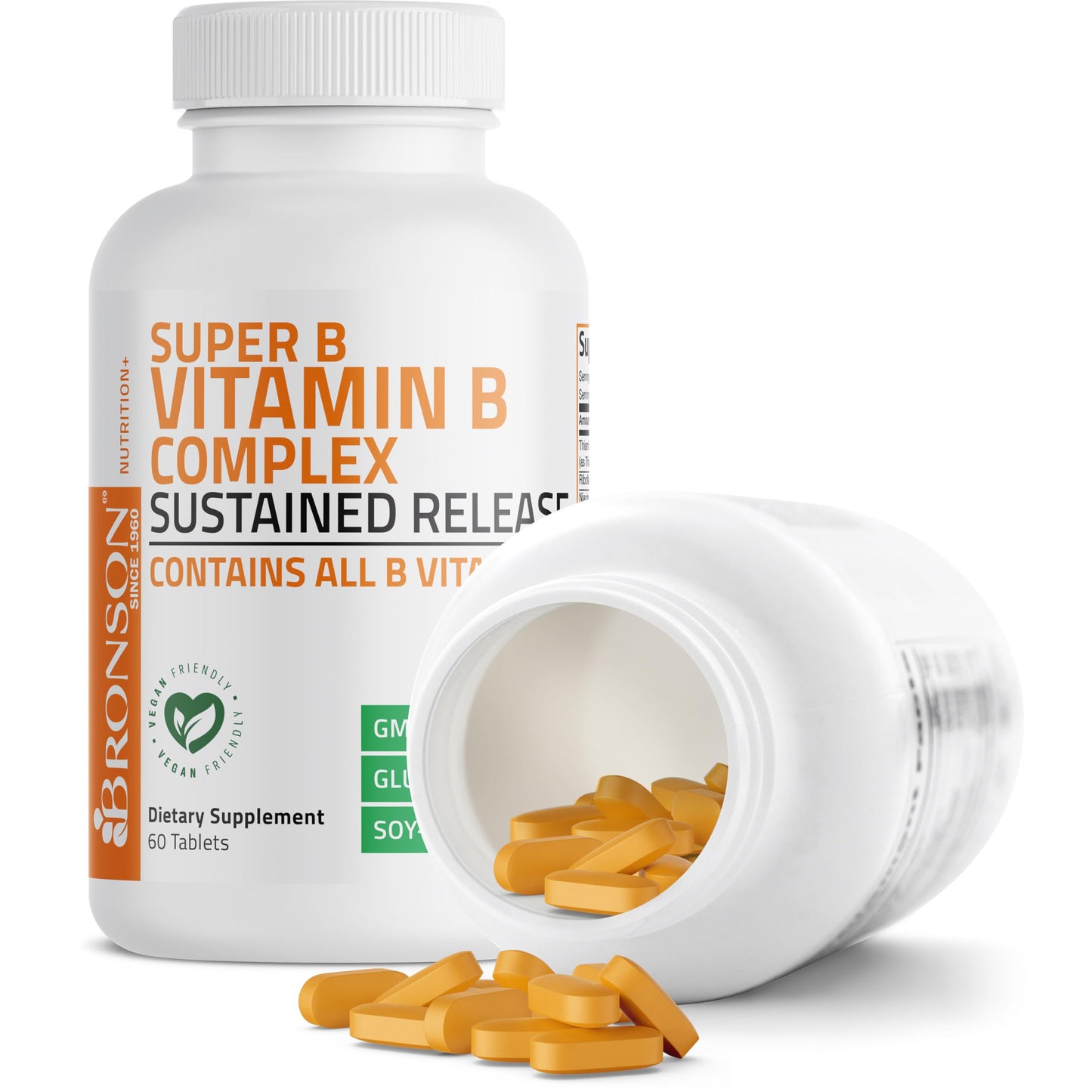 Bronson Super B Vitamin B Complex Sustained Slow Release, 60 Tablets