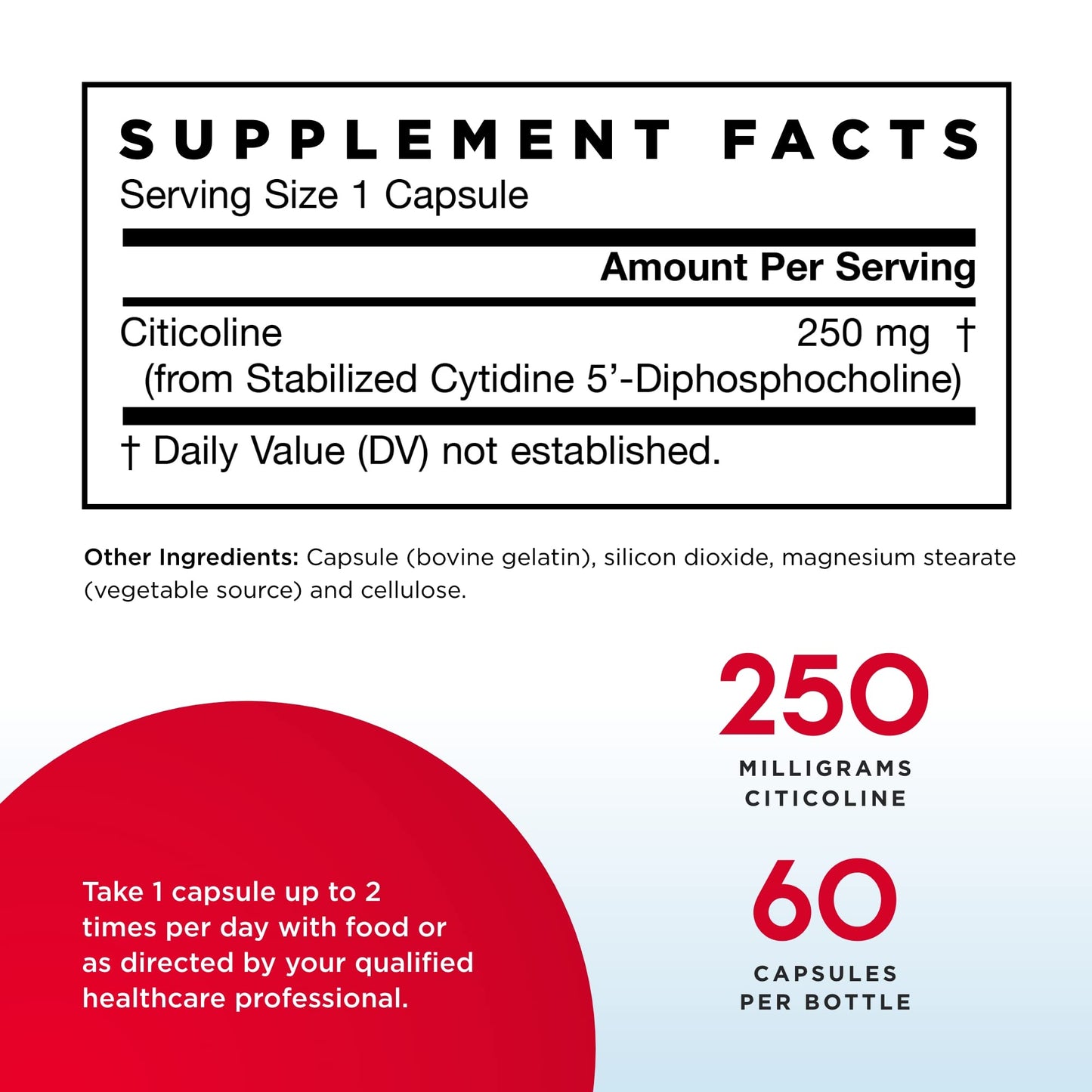 Jarrow Formulas Citicoline (CDP Choline) 250 mg Capsules, 120 Count