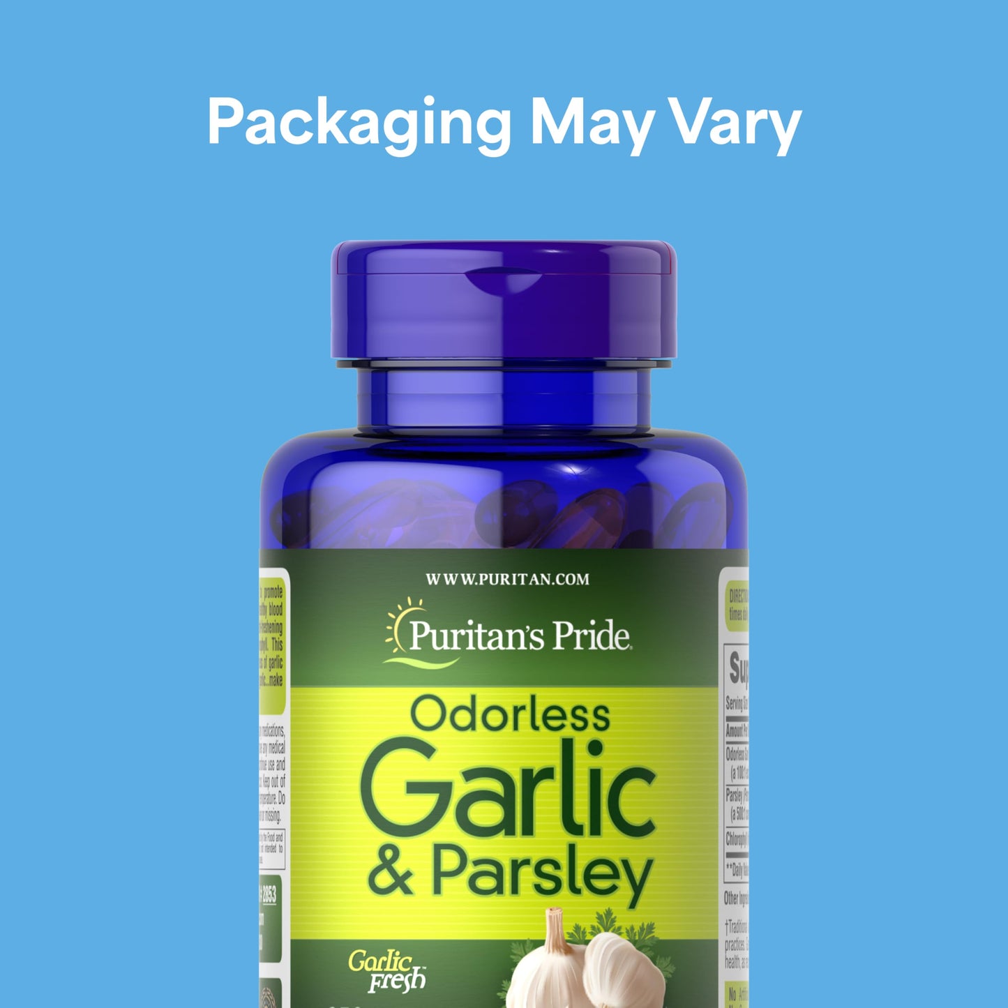 Puritan's Pride Premium Odorless Garlic 5 mg & Parsley Softgels, 250 Count