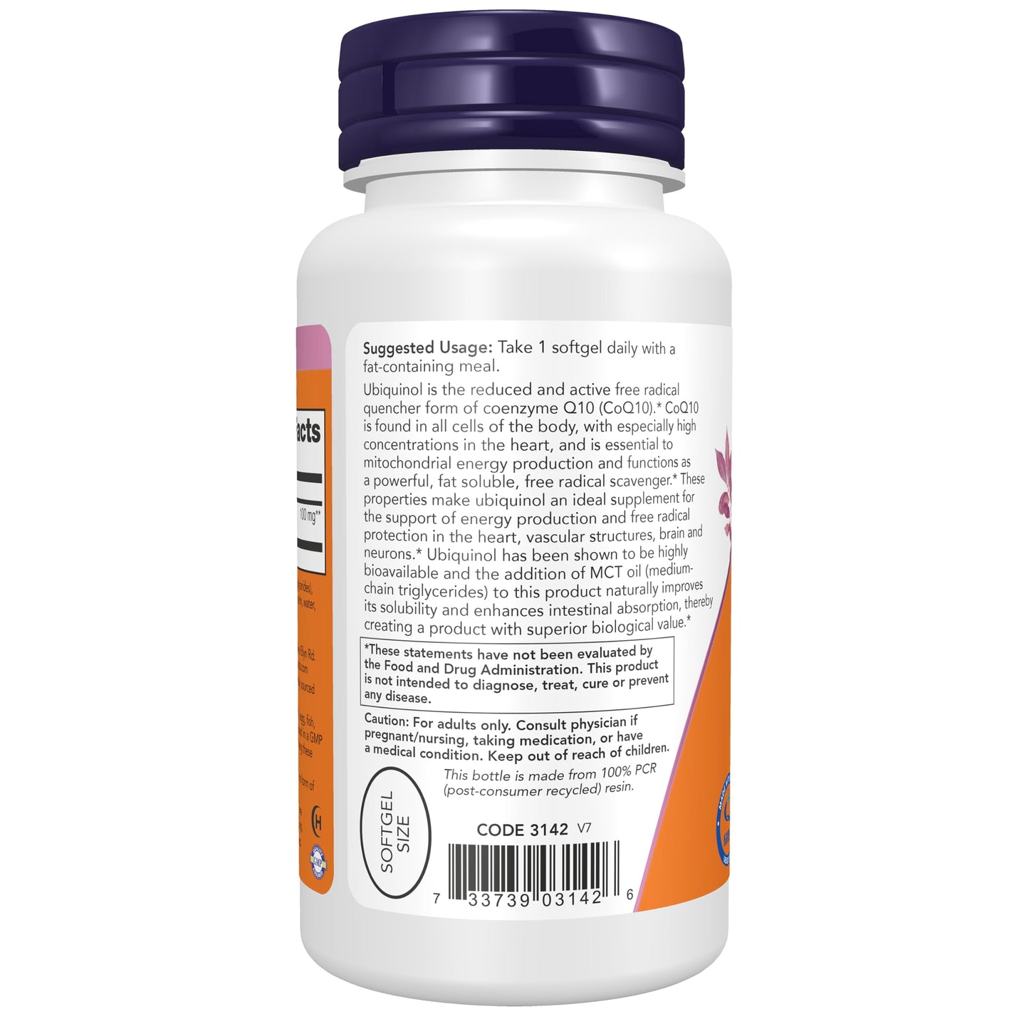 NOW Foods Ubiquinol 100 mg High Bioavailability CoQ10 Softgels 60 Count