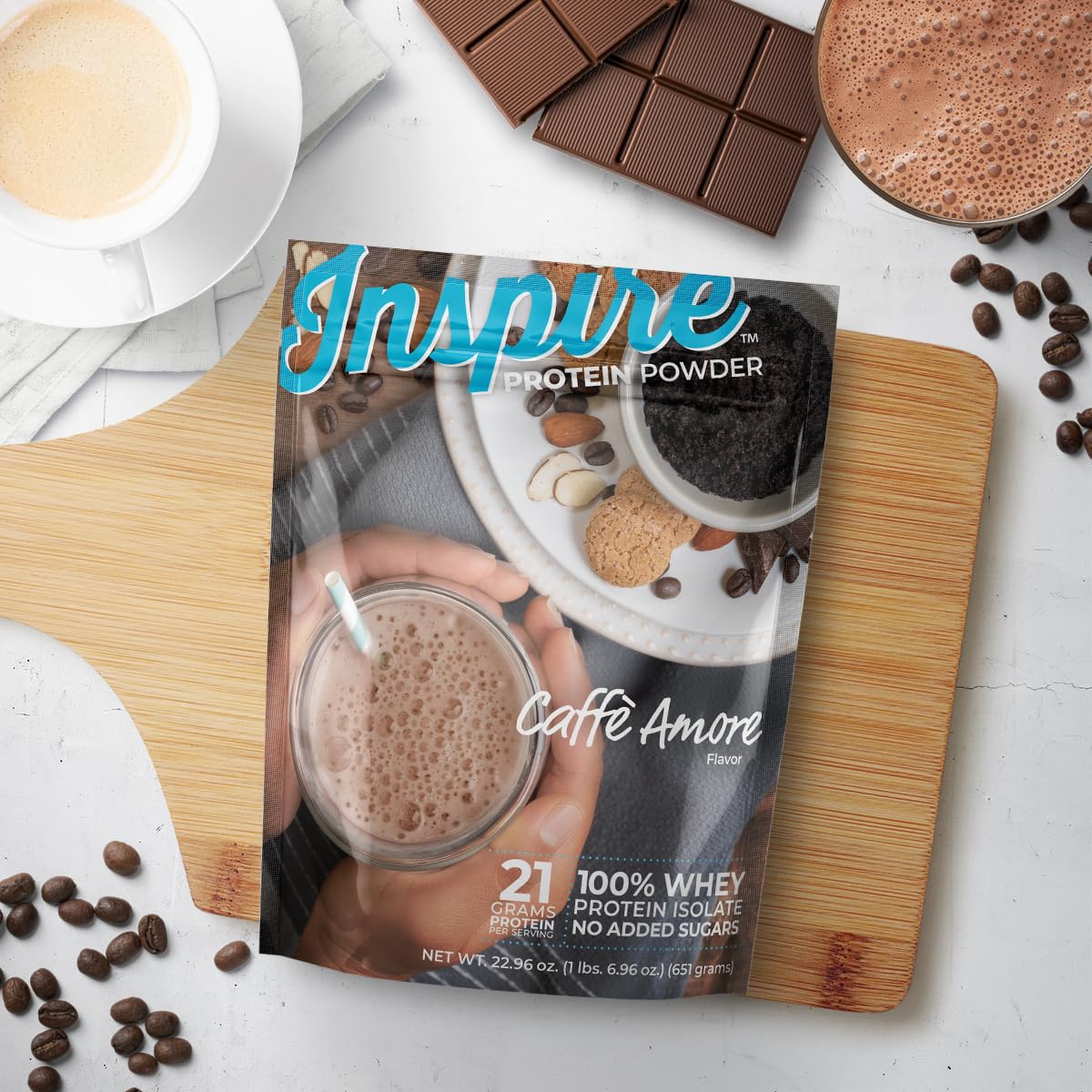 Bariatric Eating Inspire Cafe Amore Mocha Sugar-Free 21g Whey Protein Isolate Powder, 20 Servings