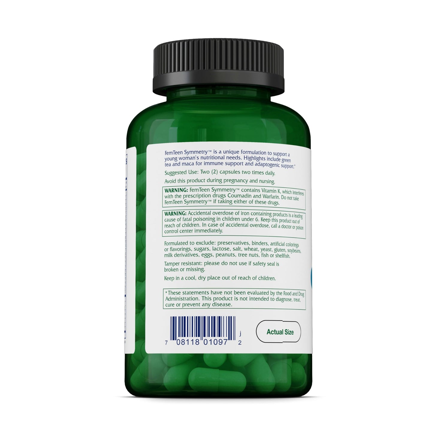 Vitanica FemTeen Symmetry Daily Multivitamin Capsules, 120 Count