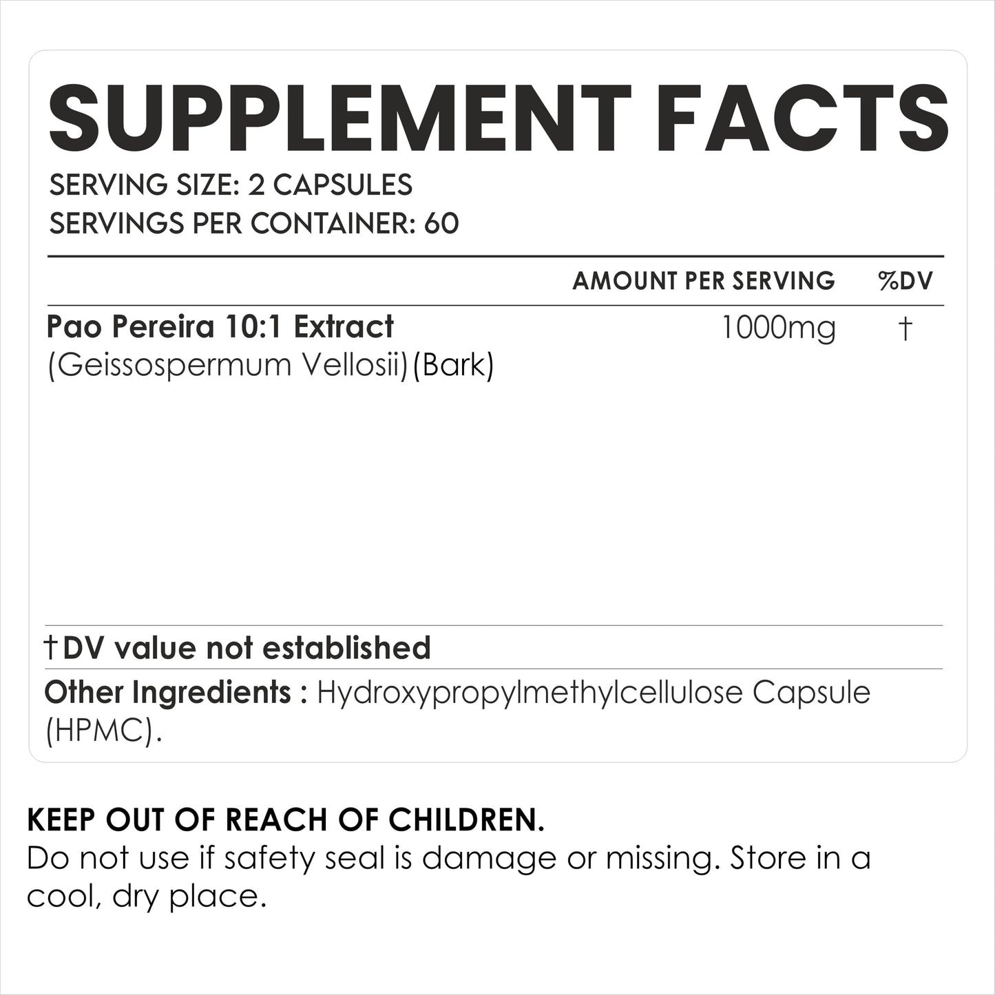 AMALTH Pao Pereira Bark Exact Capsules 1000mg, 120 Capsules