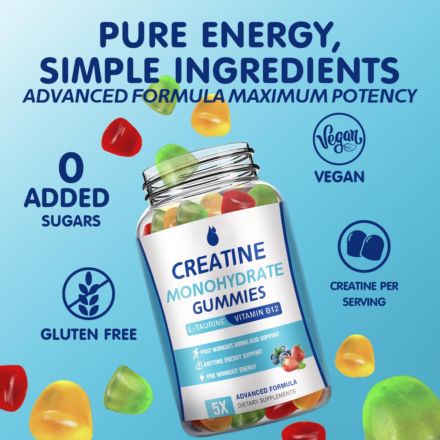 MaxHemp Creatine Monohydrate Gummies 160 Count