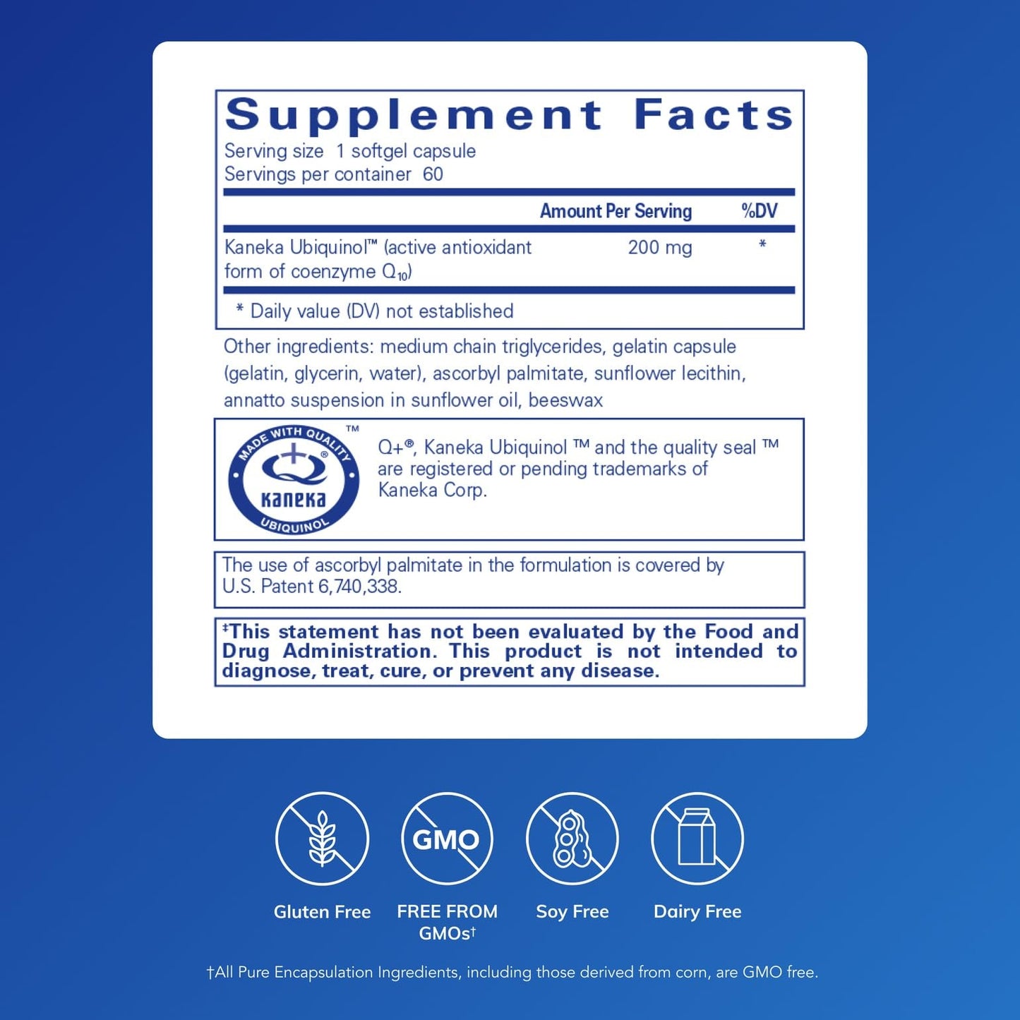 Pure Encapsulations Ubiquinol-QH 200 mg Ubiquinol, Active Form of Coenzyme Q10 - Heart Health & Energy Metabolism Support, Antioxidant Supplement, Softgel Capsules, 60 Count