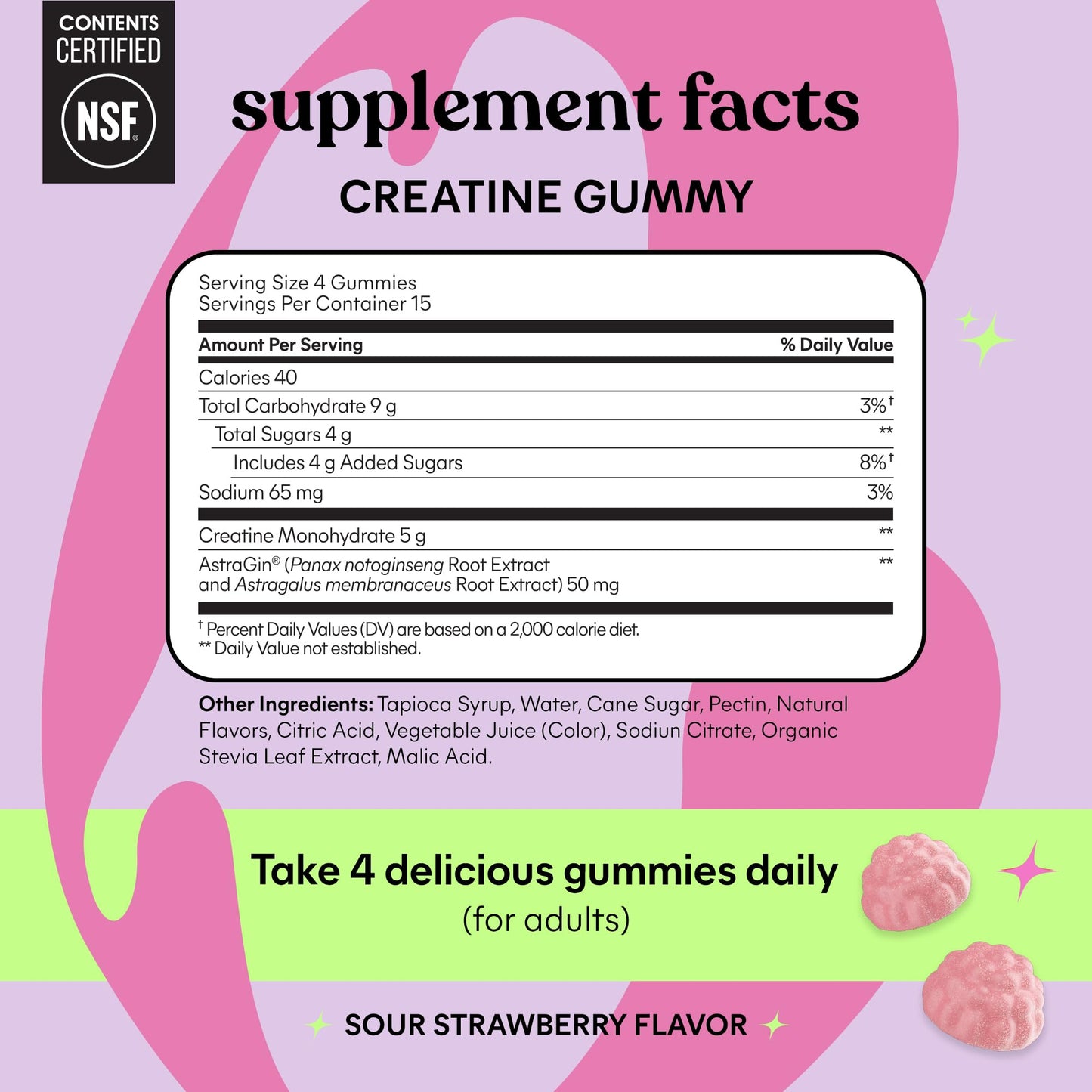 Lemme Creatine Monohydrate Gummies, 60 Count