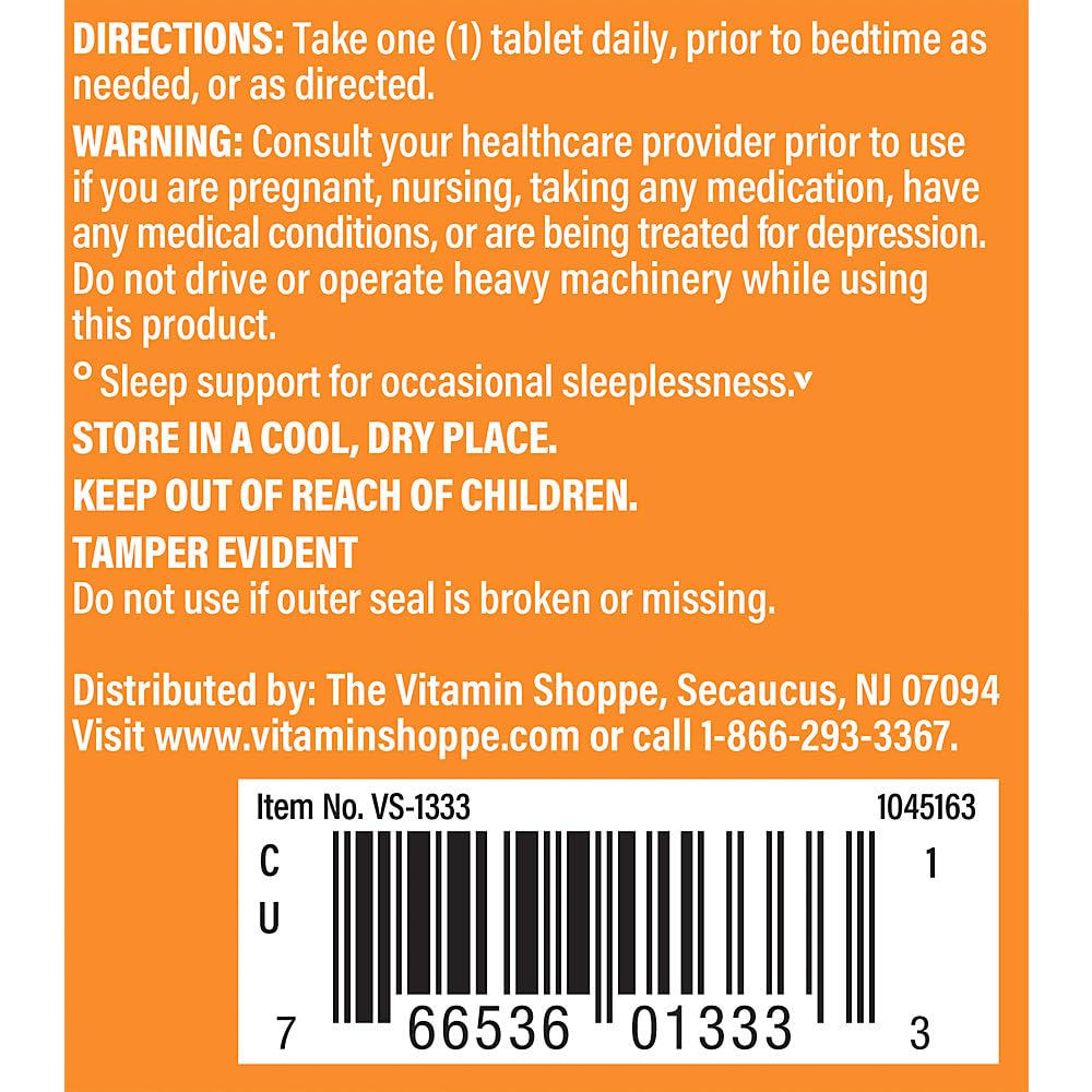 The Vitamin Shoppe Melatonin Sleep Support, Restful Sleep & Healthy Sleep Cycle, Natural Sleep Aid Tablet, 120 Tablets