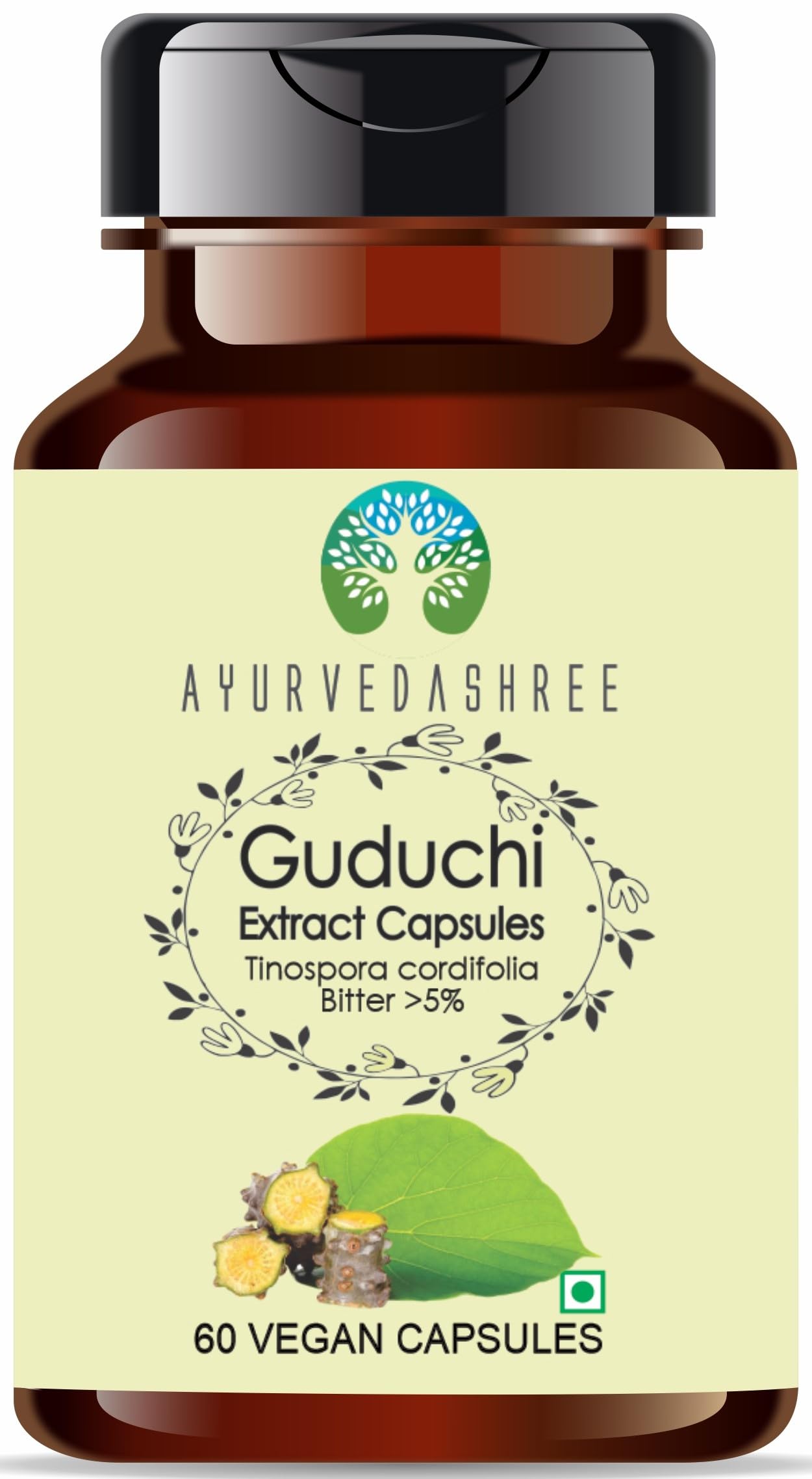 AYURVEDASHREE Guduchi Extract 500mg Capsules 60 Count