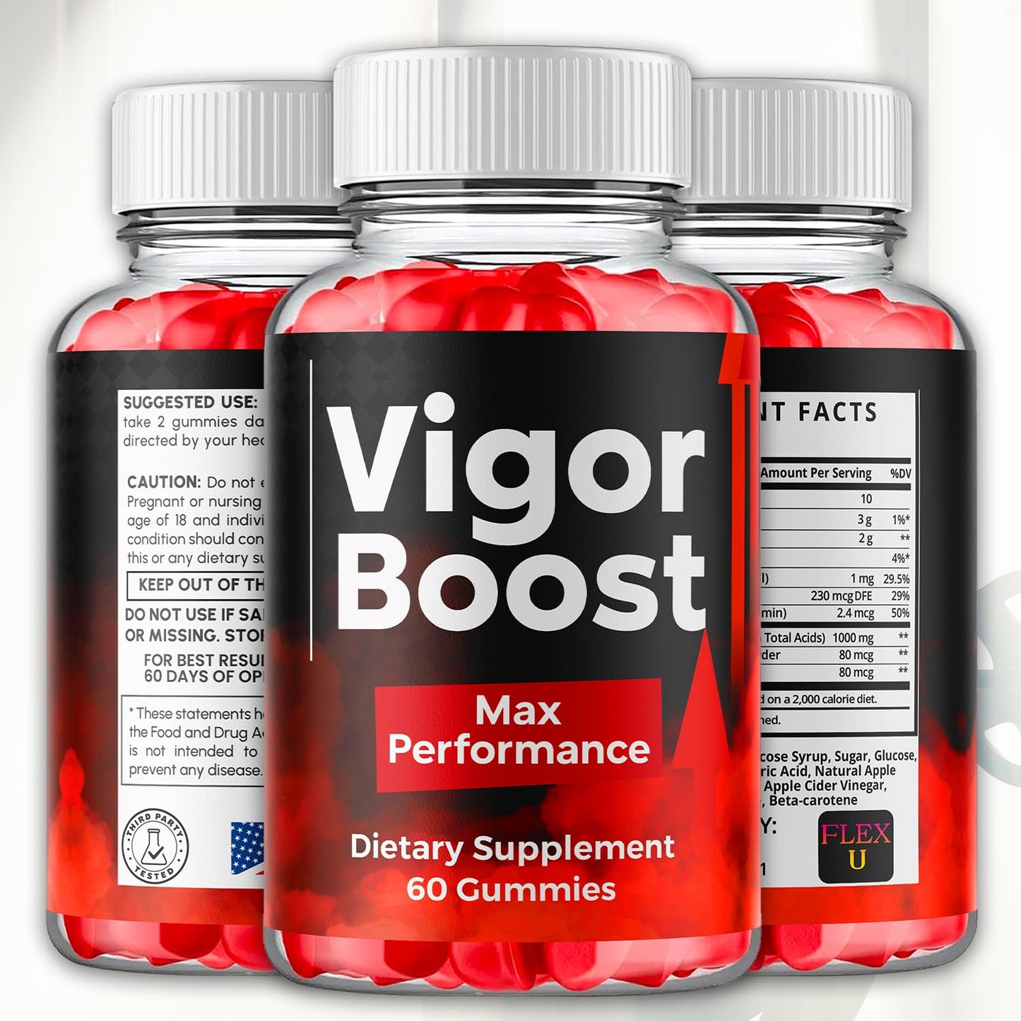 Flex University Vigor Boost Gummies for Men, 300 Gummies