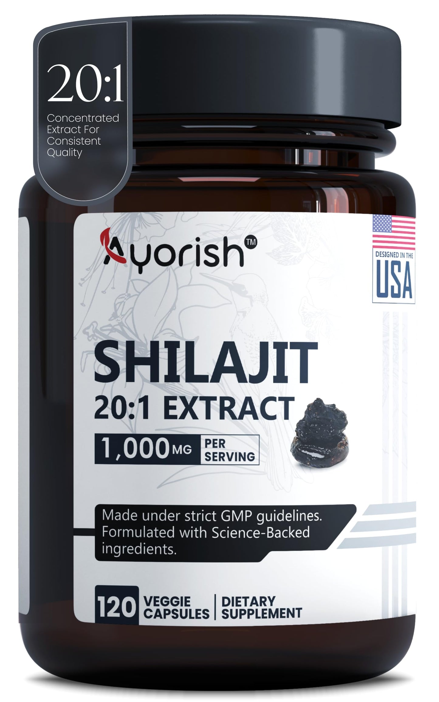 Ayorish Pure Shilajit Capsules 120 Count