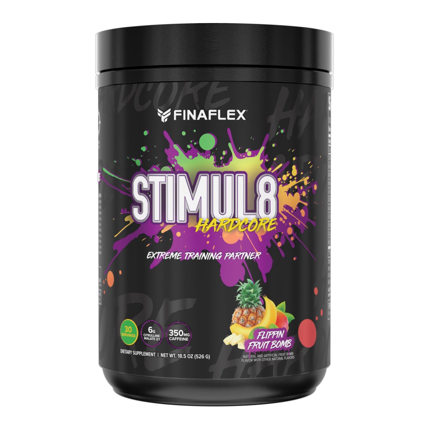 FINAFLEX STIMUL8 Hardcore, Flippin Fruit Bomb - Extreme Energy, Strength & Endurance - With Caffeine & L-Citrulline - 18.5 oz Powder