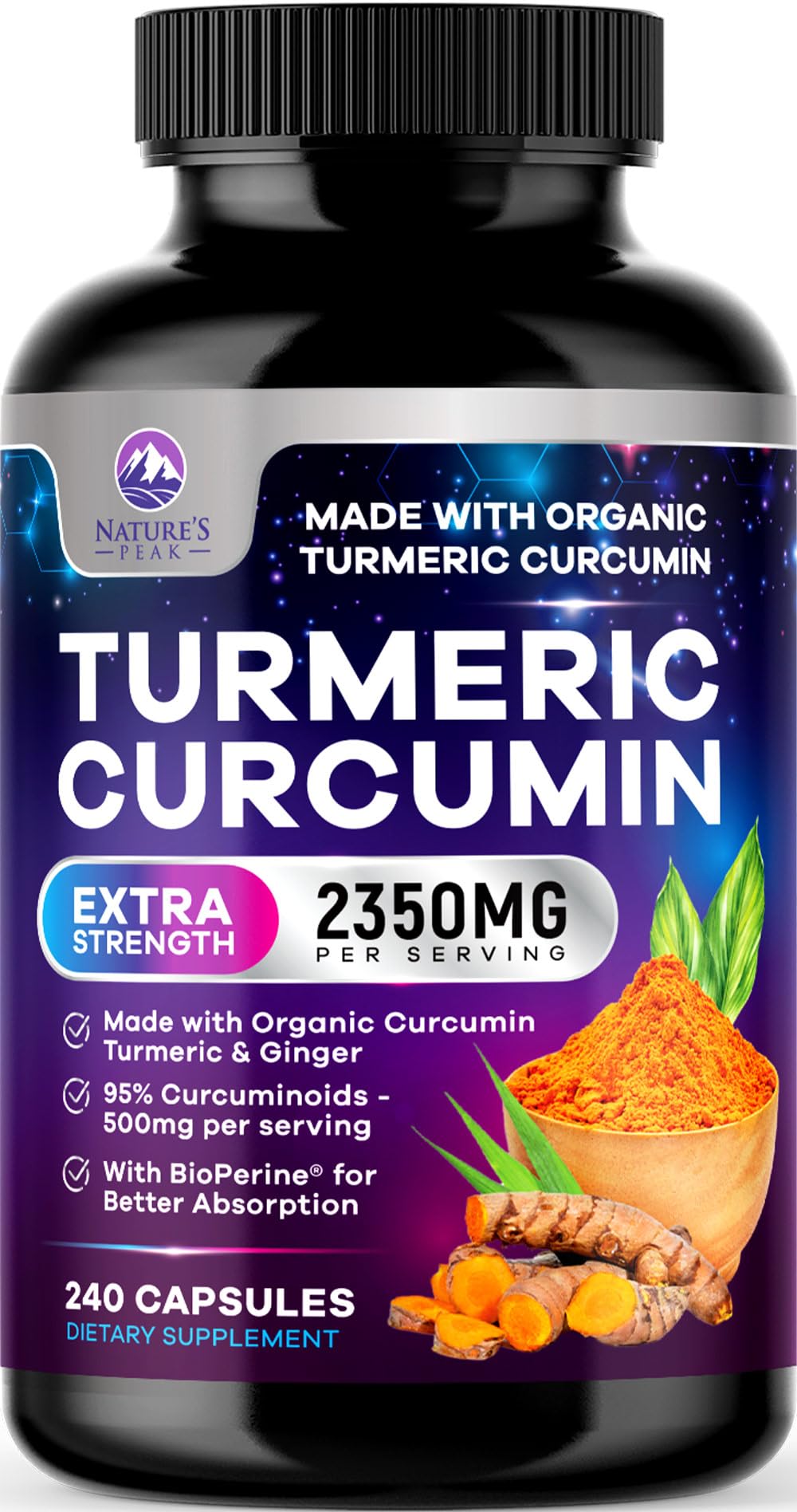 Nature's Peak Turmeric Curcumin Supplement 240 Capsules