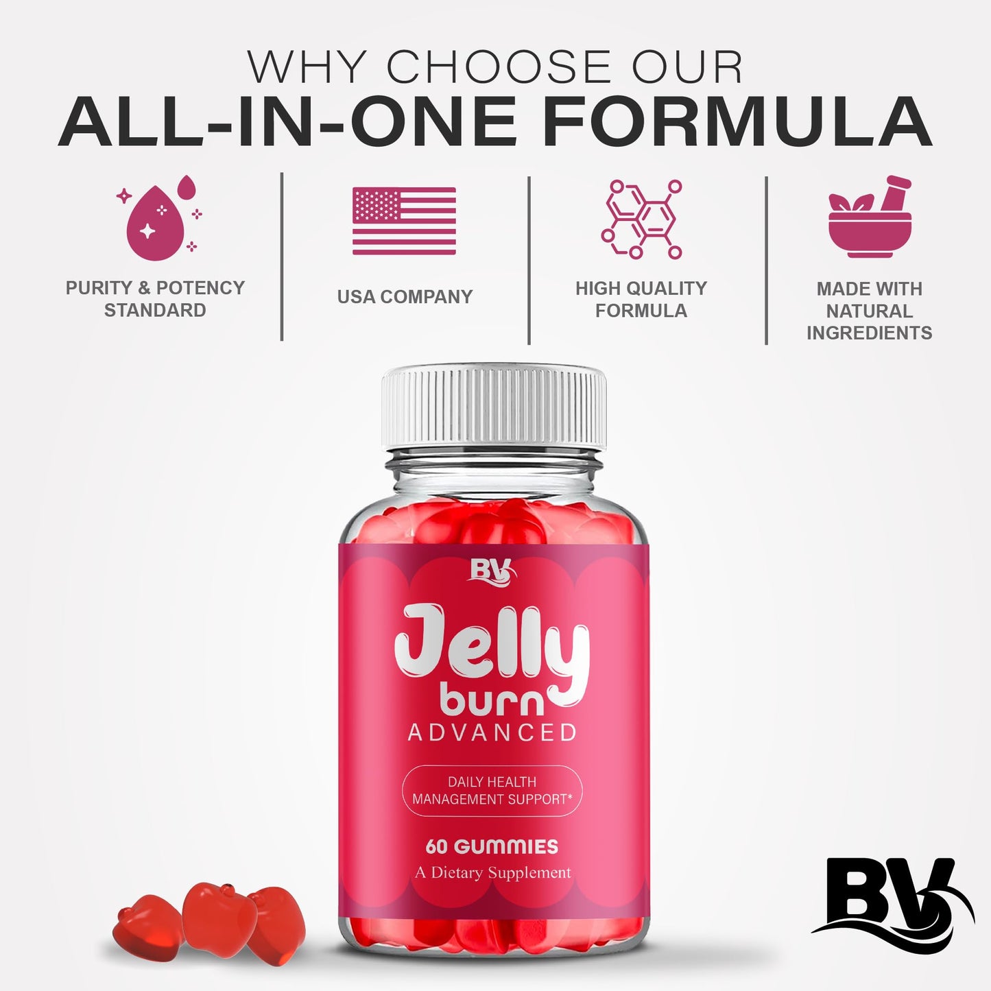 BLUE VIBE Jelly Burn Advanced Health Support Gummy Formula, 120 Gummies