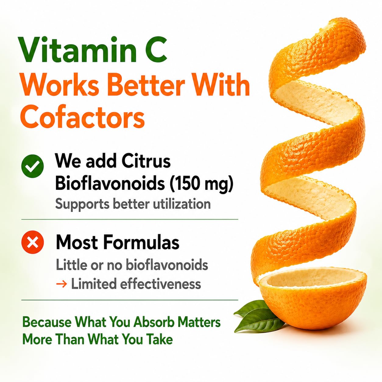 HCL Herbal Code Labs Natural Vitamin C from Organic Acerola Cherry - High Absorption - with Garlic Ginger & Citrus Bioflavonoids - Immune System & Collagen Booster - Anti Aging Skin Vitamins, 90 Capsules