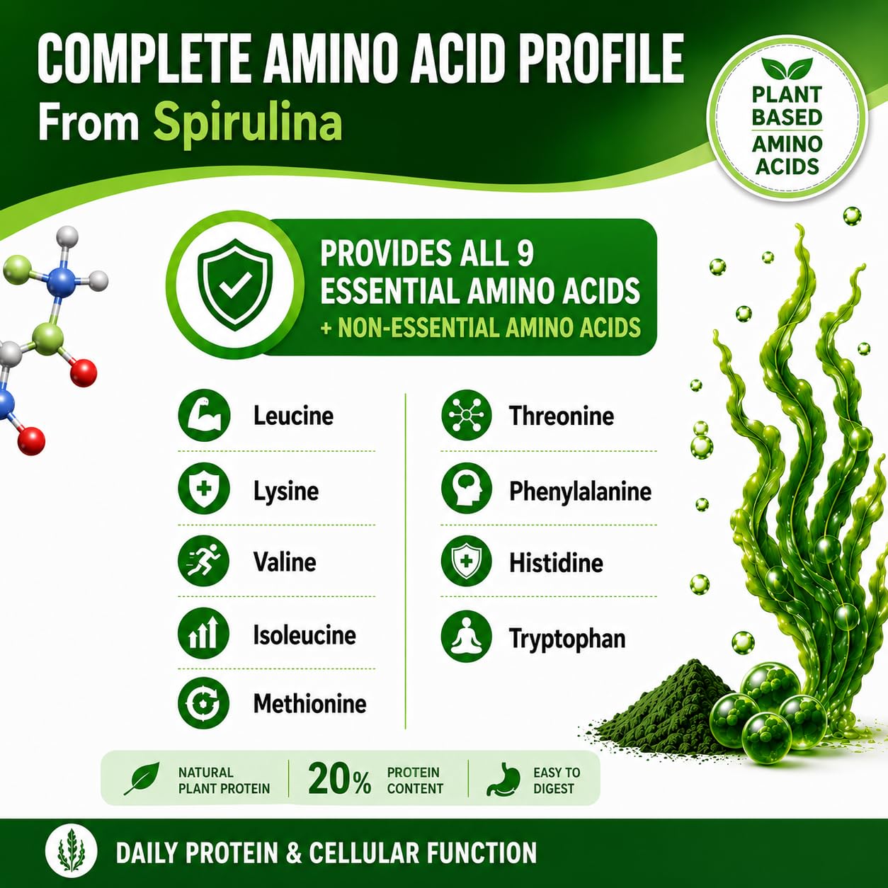 HCL Herbal Code Labs Spirulina Powder 180 Capsules