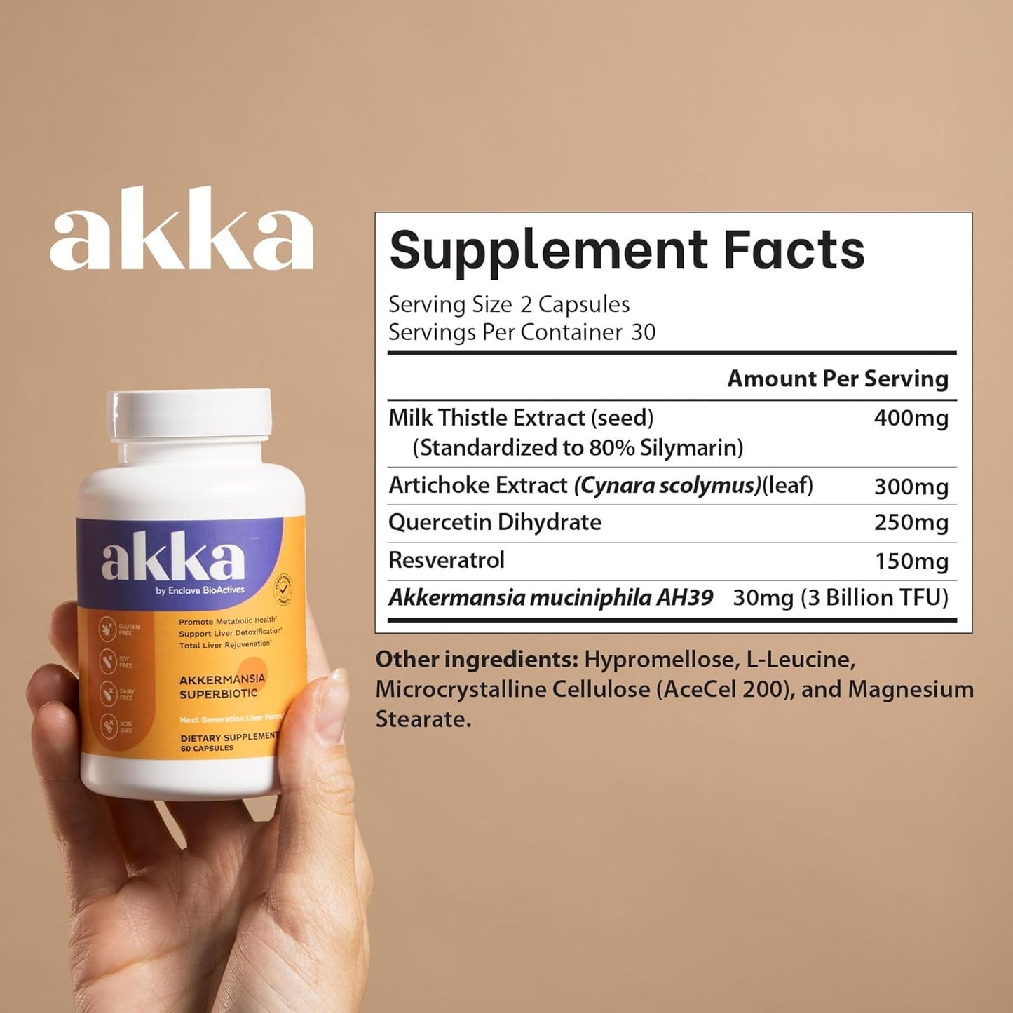 AKKA Akkermansia Probiotic Liver Cleanse Detox & Repair 240 Capsules