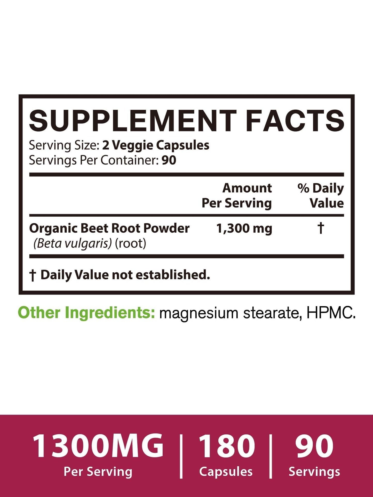 Vitacook Beet Root Capsules, 1300mg Per Serving, 180 Capsules