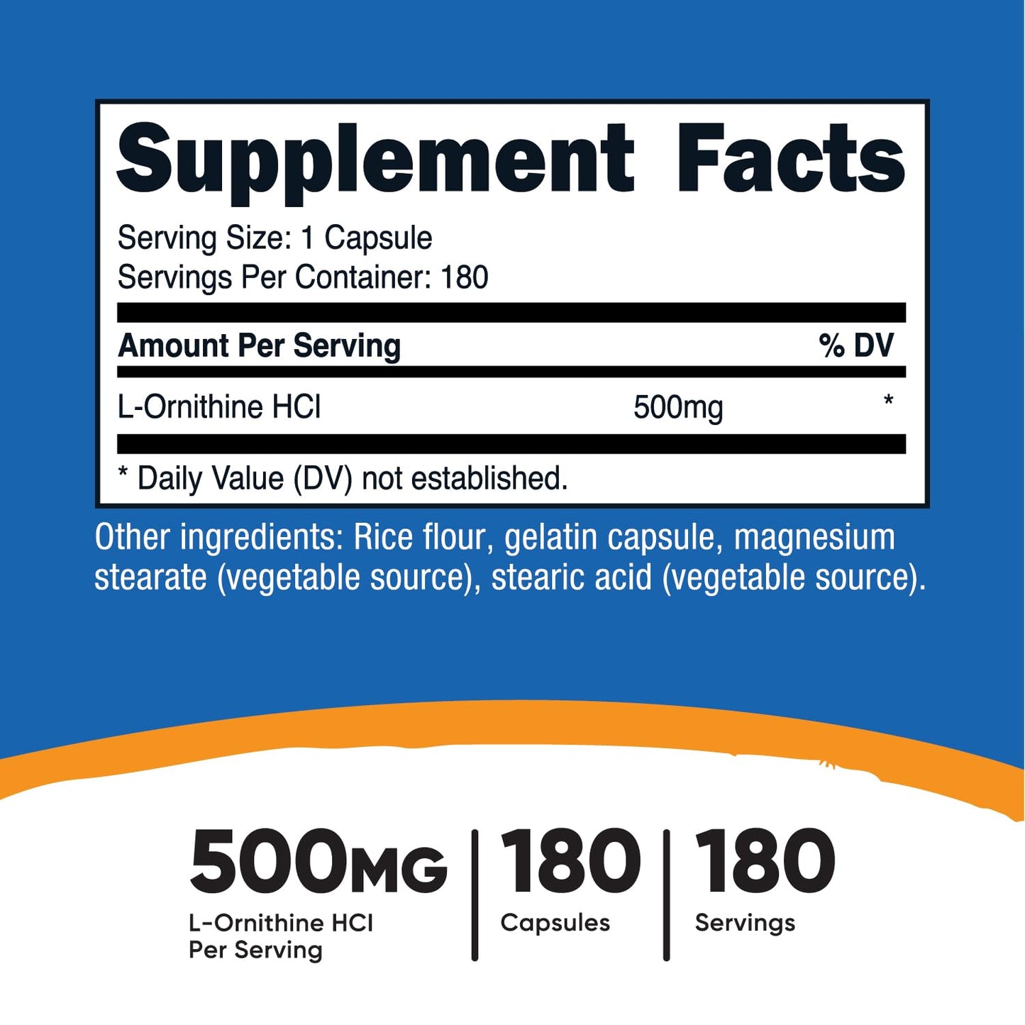 Nutricost L-Ornithine 500mg Capsules, 180 Capsules