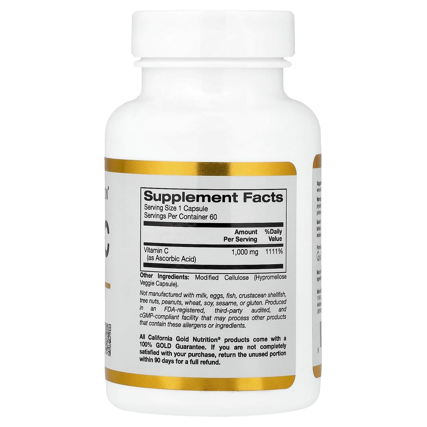 California Gold Nutrition Lake Avenue Vitamin C Quali-C 1,000 mg Veggie Capsules, 60 Count