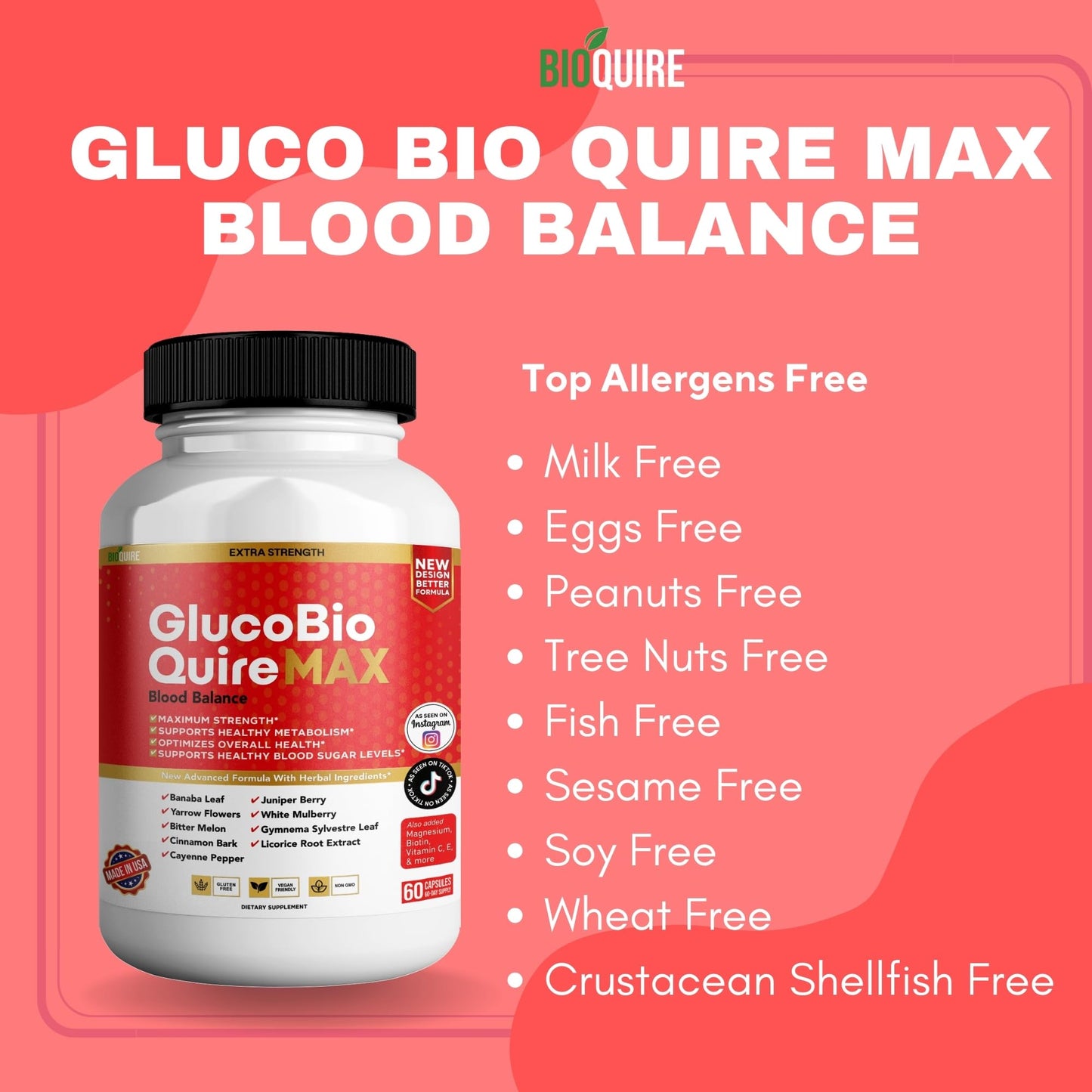 BIOQUIRE Gluco Bio Quire Max Blood Balance Ultra Dietary Supplement Capsules 120