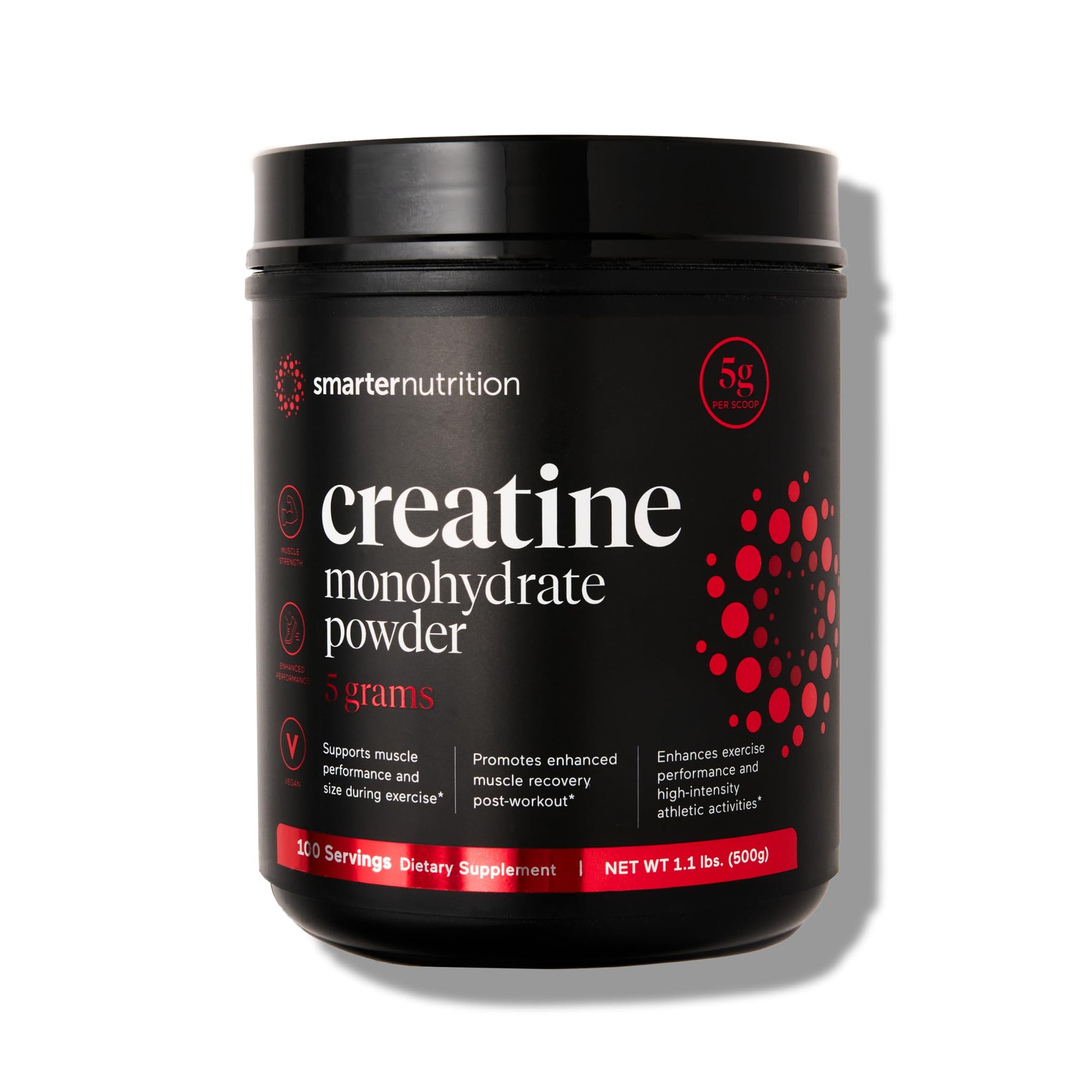 SMARTERNUTRITION Creatine Monohydrate Powder, 5000mg (5g) Per Serving, Unflavored, 17.6 oz