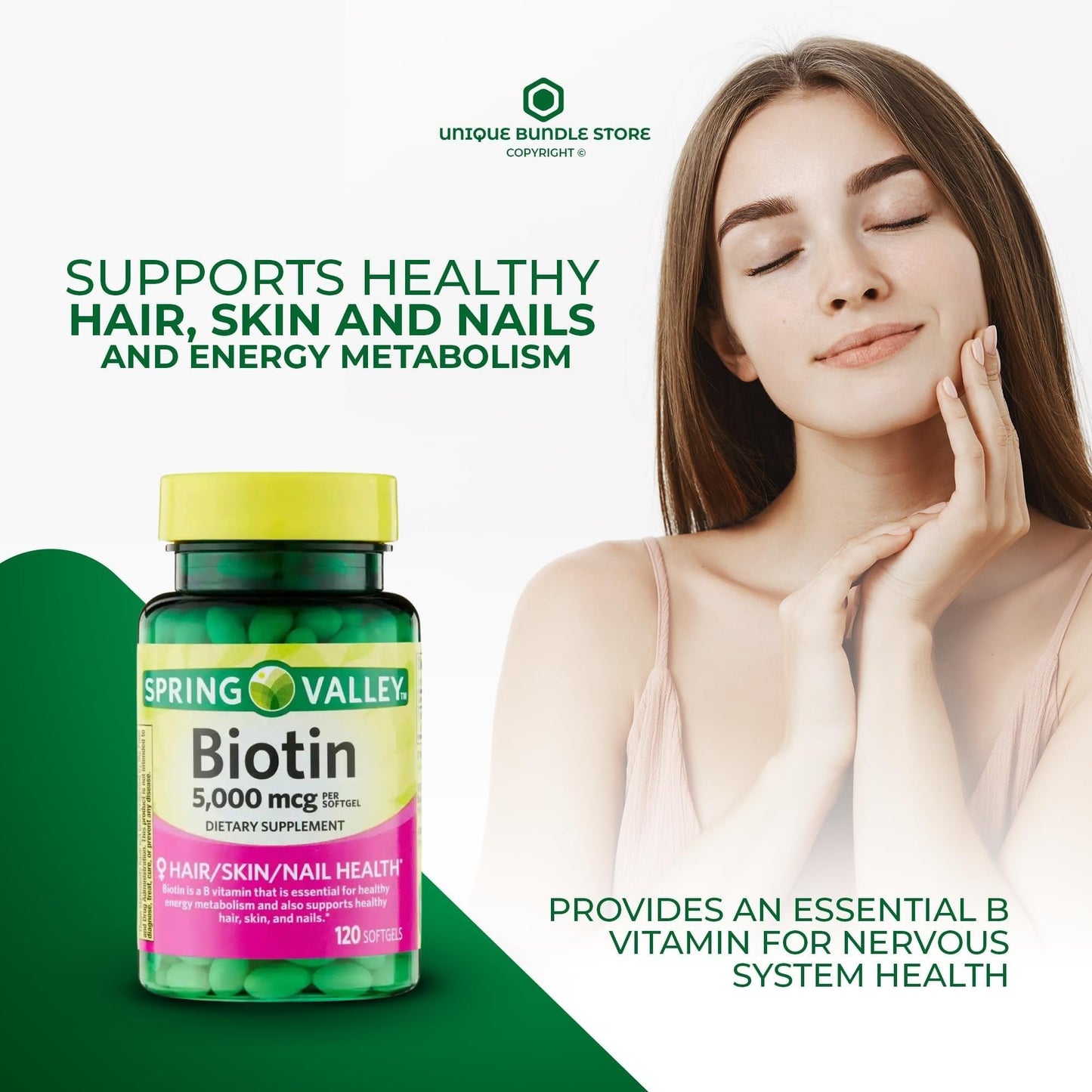 Unique Bundle Store Biotin 5000 mcg Softgels, 120 Softgels