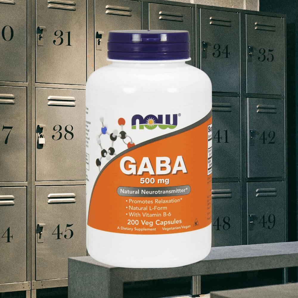 NOW Foods GABA with Vitamin B6 500 mg Vegetarian Capsules, 200 Count