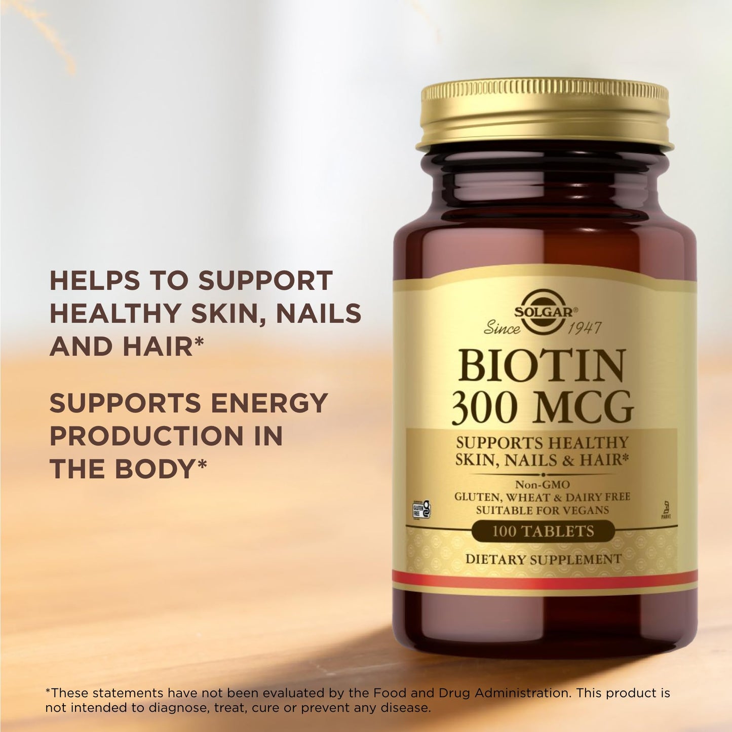 Solgar Biotin 300 mcg Tablet, 100 Tablets