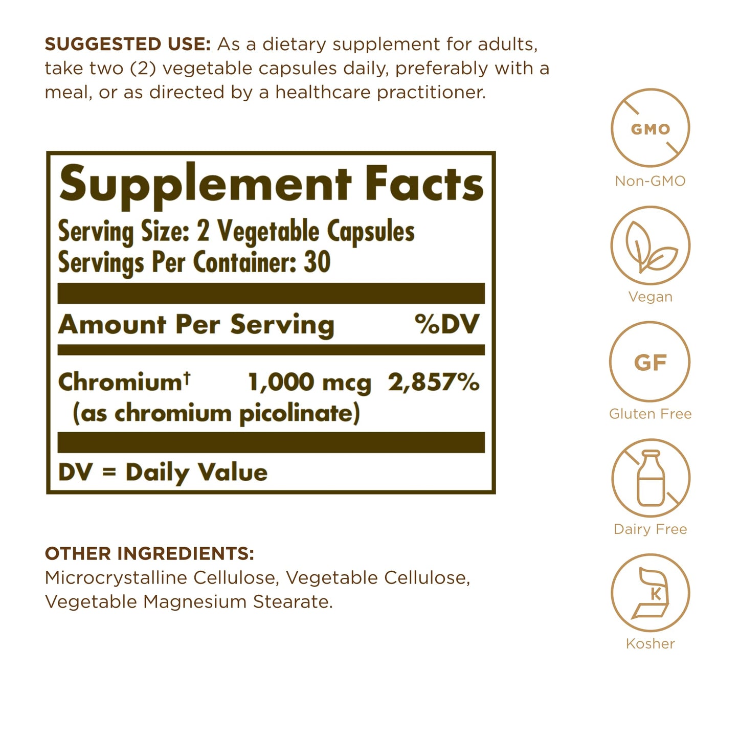 Solgar Chromium Picolinate 500mcg Capsule 60 Count