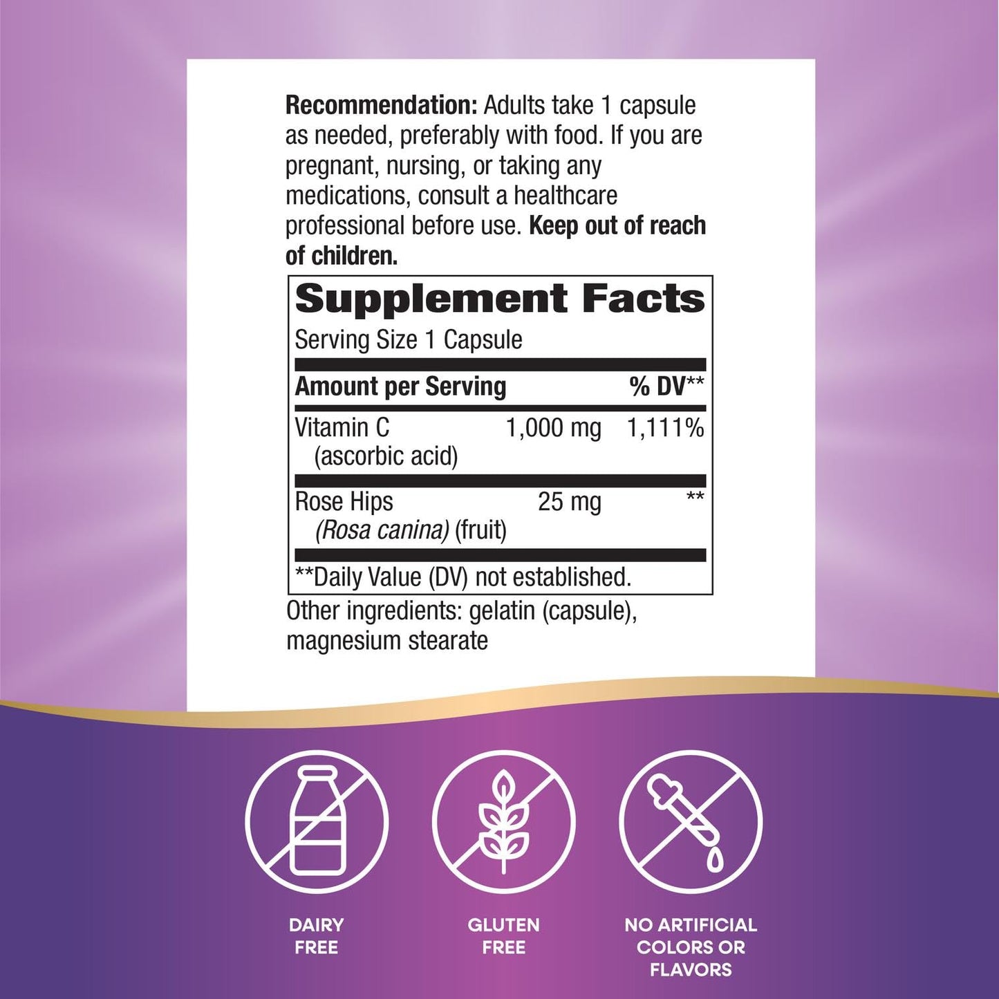 Nature's Way Vitamin C with Rose Hips Extra Strength Capsule 250 Count