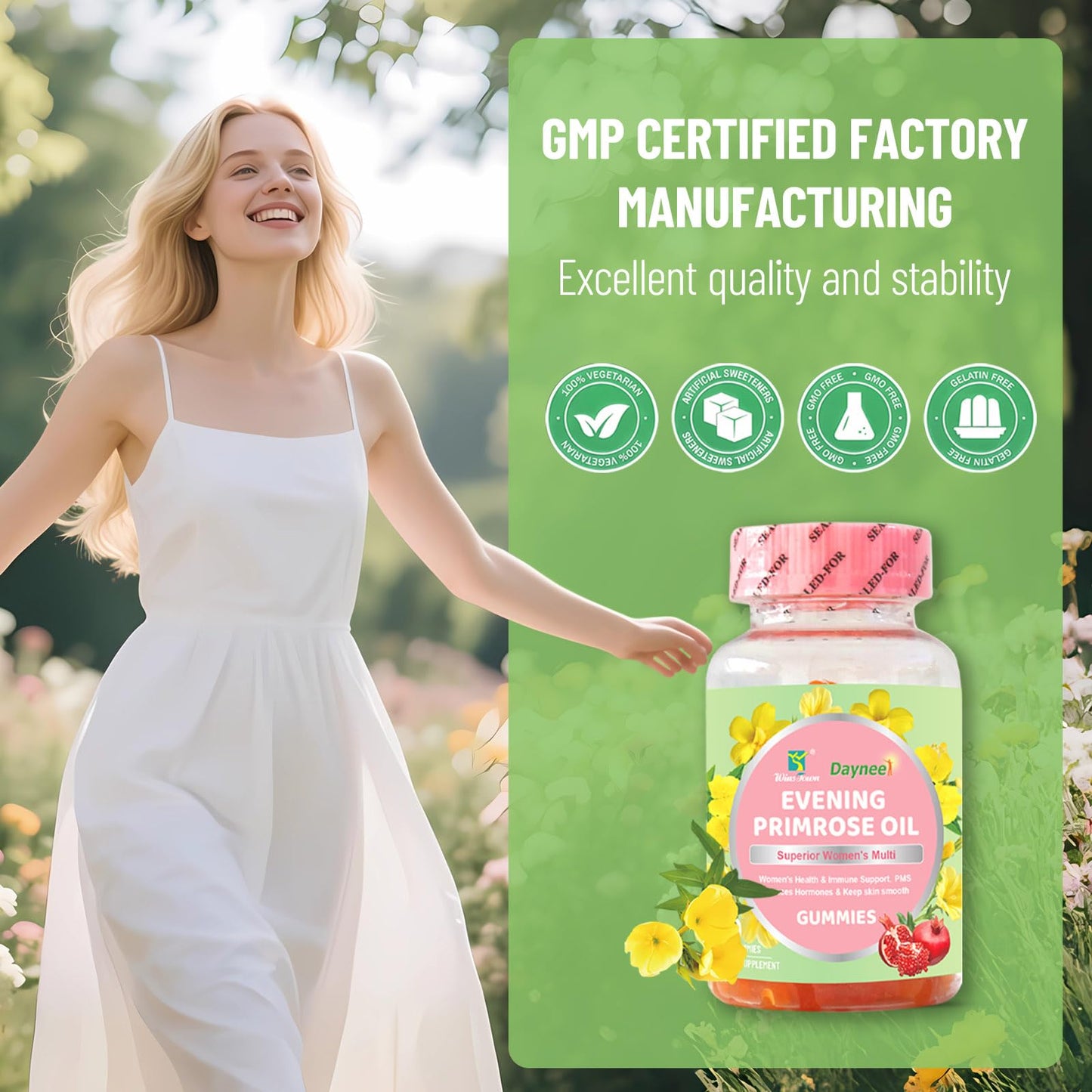 Wins Town Evening Primrose Oil Gummies for Women, 60 Count
