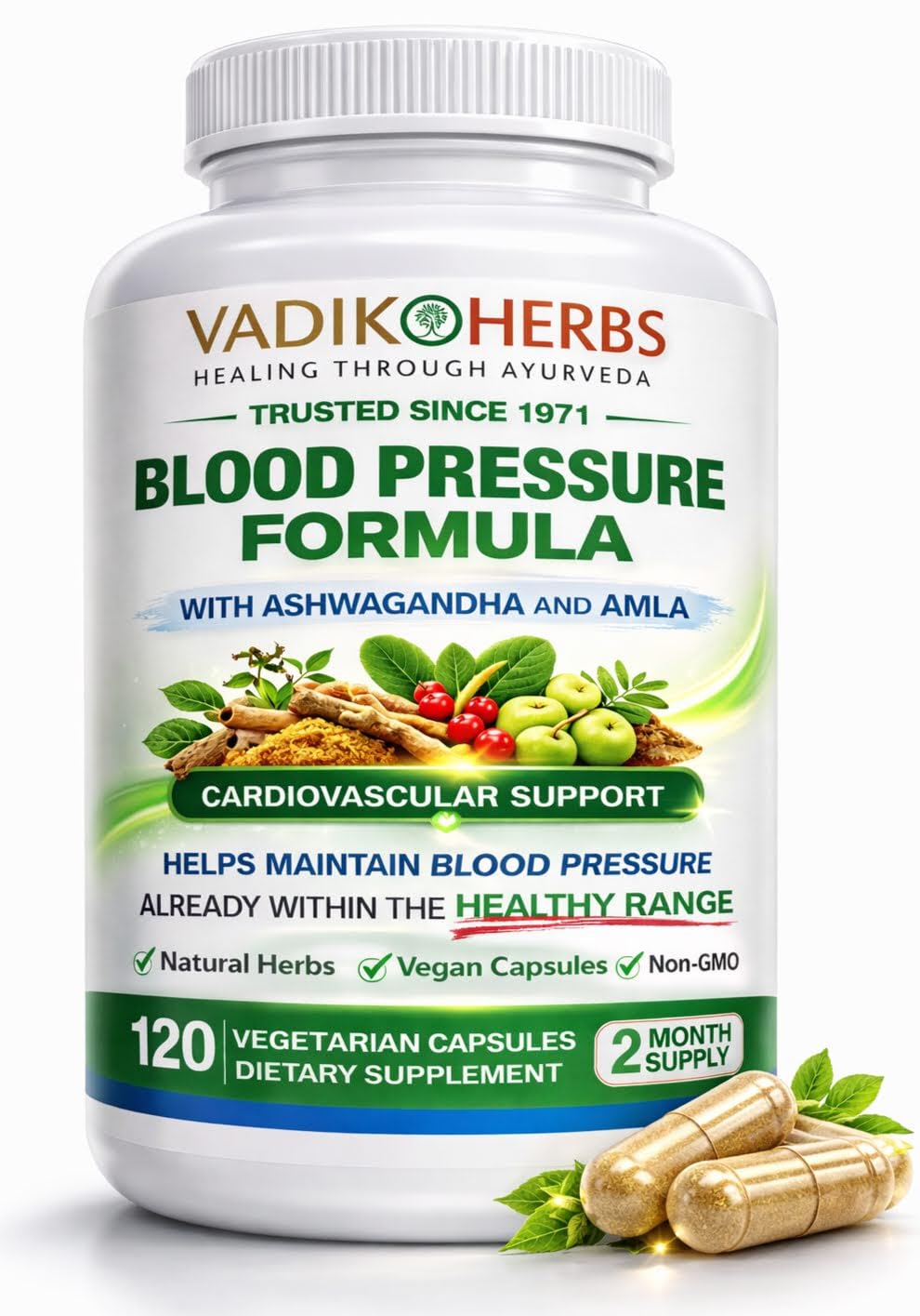 Vadik Herbs Ayurvedic Cardiovascular Support Supplement, 120 Capsules