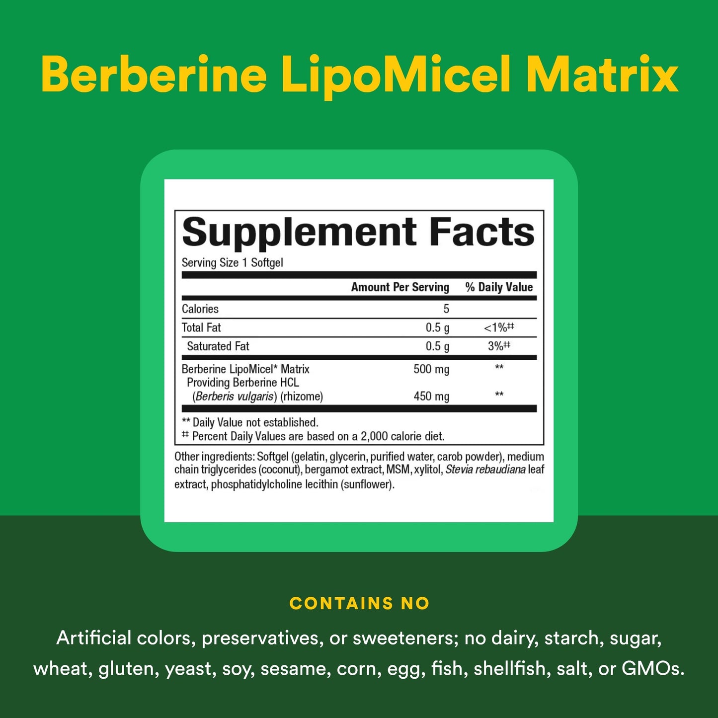 Natural Factors Berberine LipoMicel Matrix Softgels, 60 Count